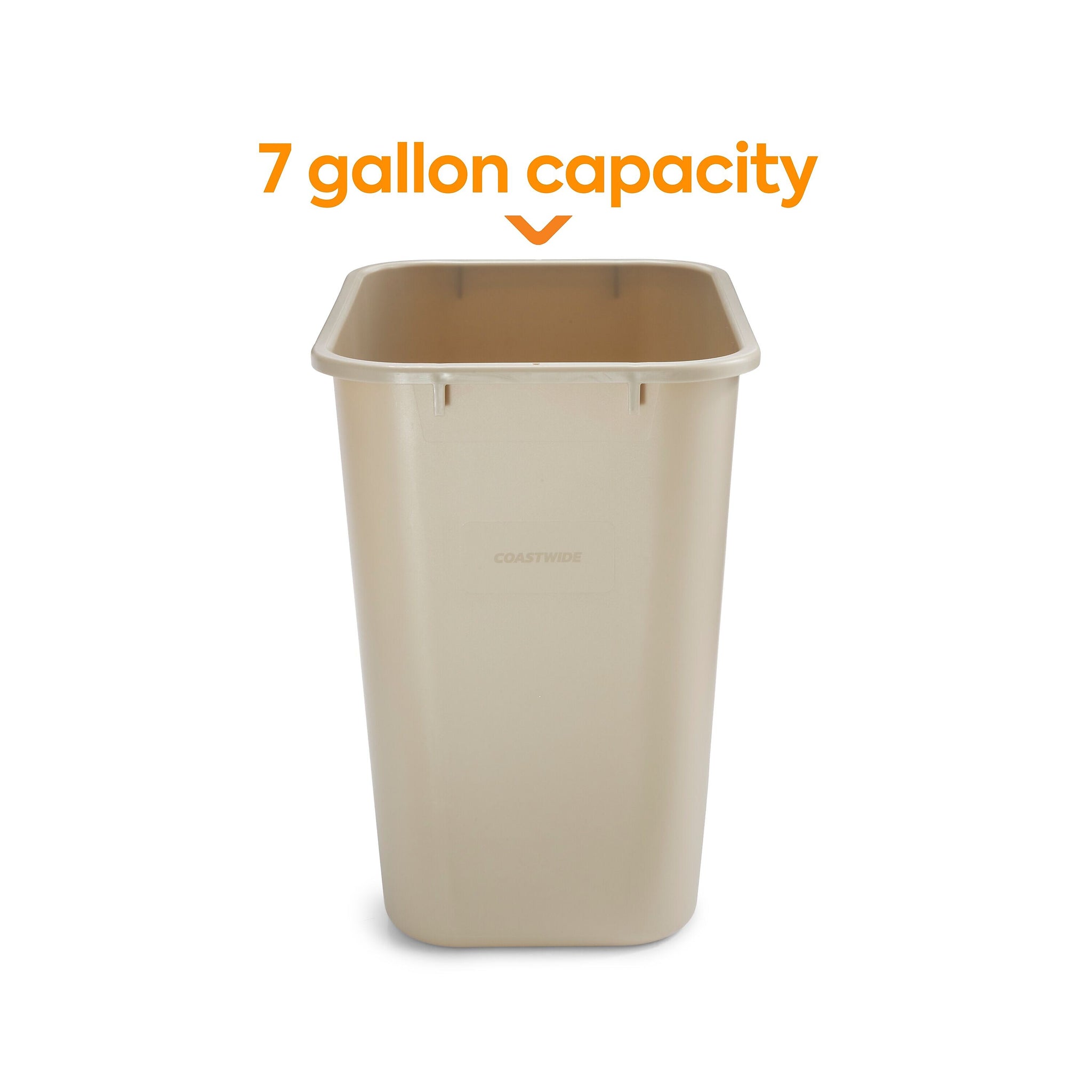 Coastwide Professional™ Plastic Trash Can, 7 Gallon, Beige