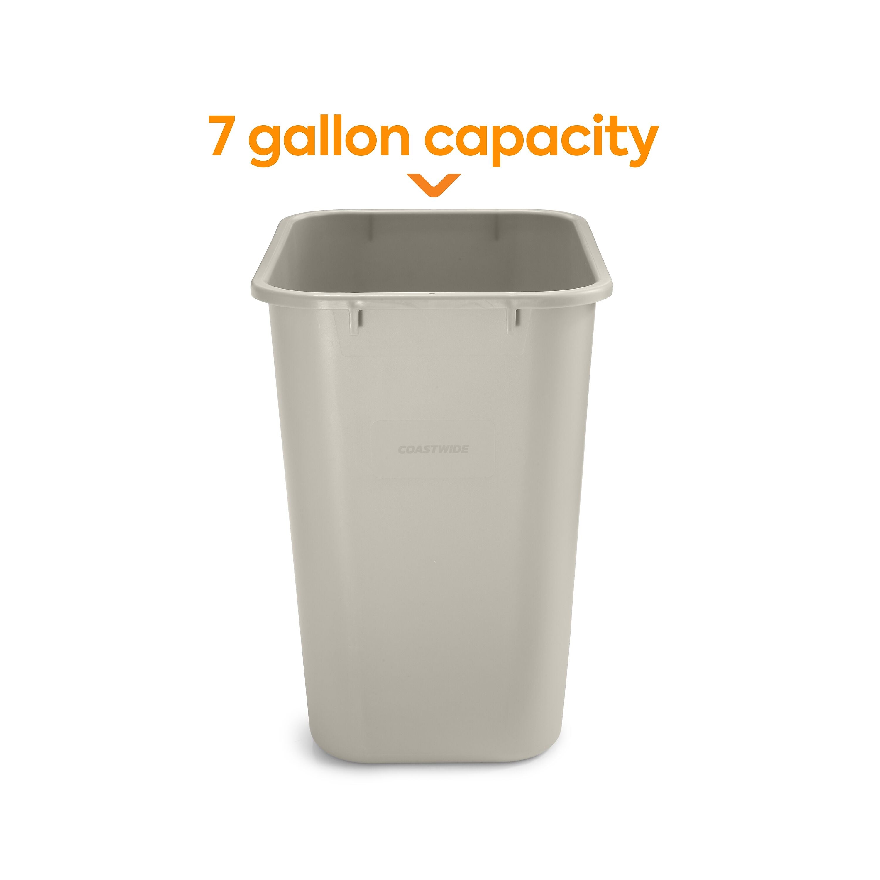 Coastwide Professional™ Plastic Trash Can, 7 Gallon, Beige
