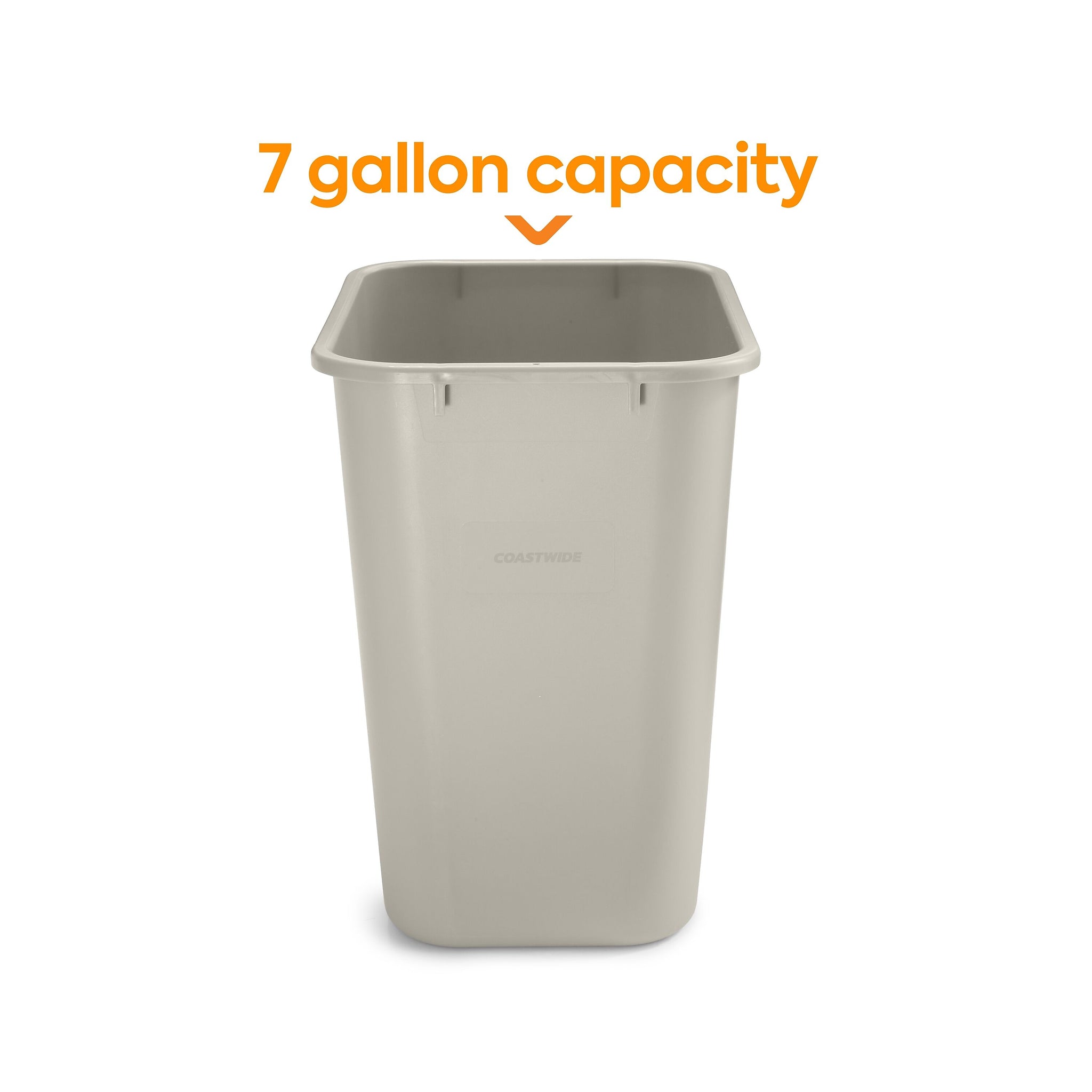 Coastwide Professional™ Plastic Trash Can, 7 Gallon, Beige