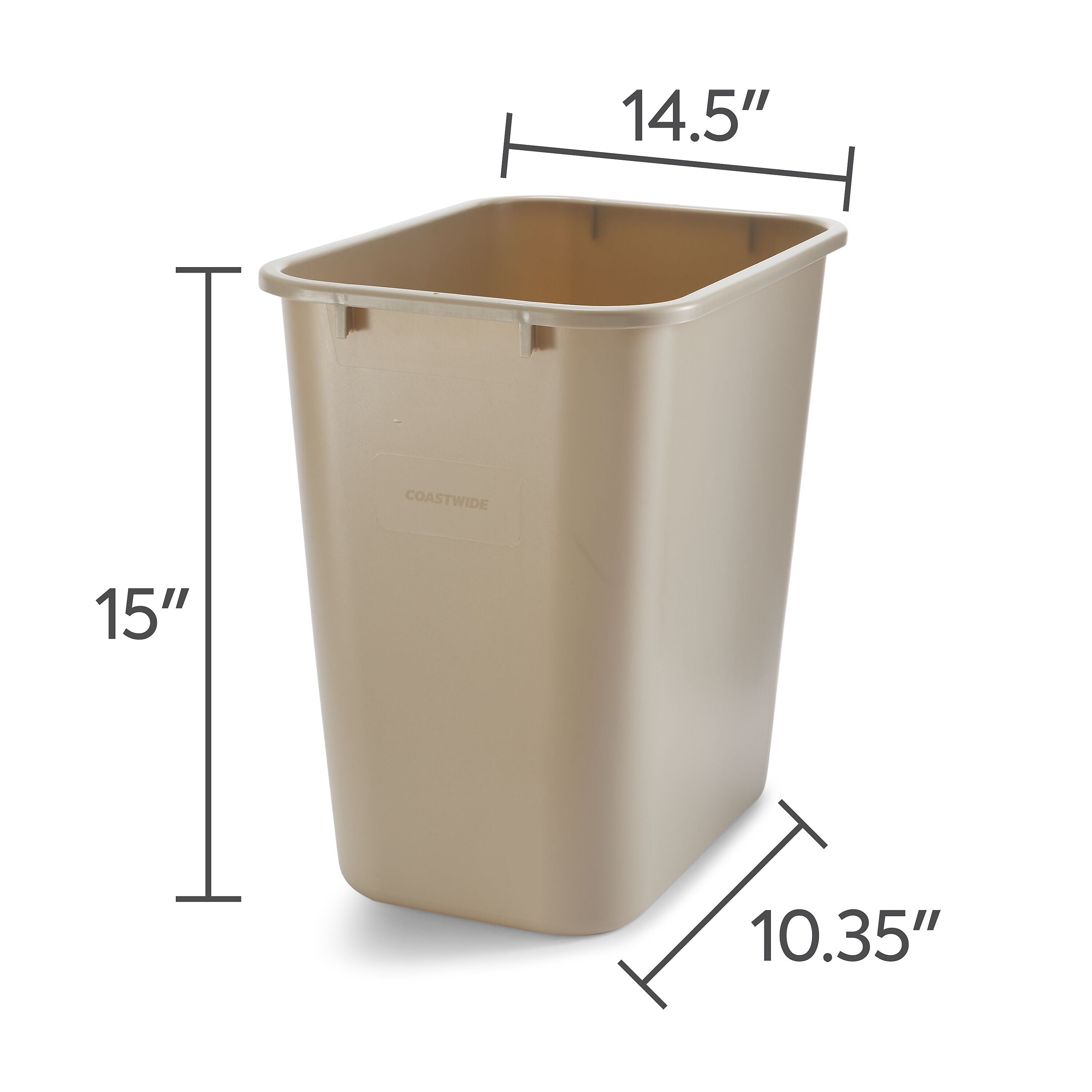 Coastwide Professional™ Plastic Trash Can, 7 Gallon, Beige