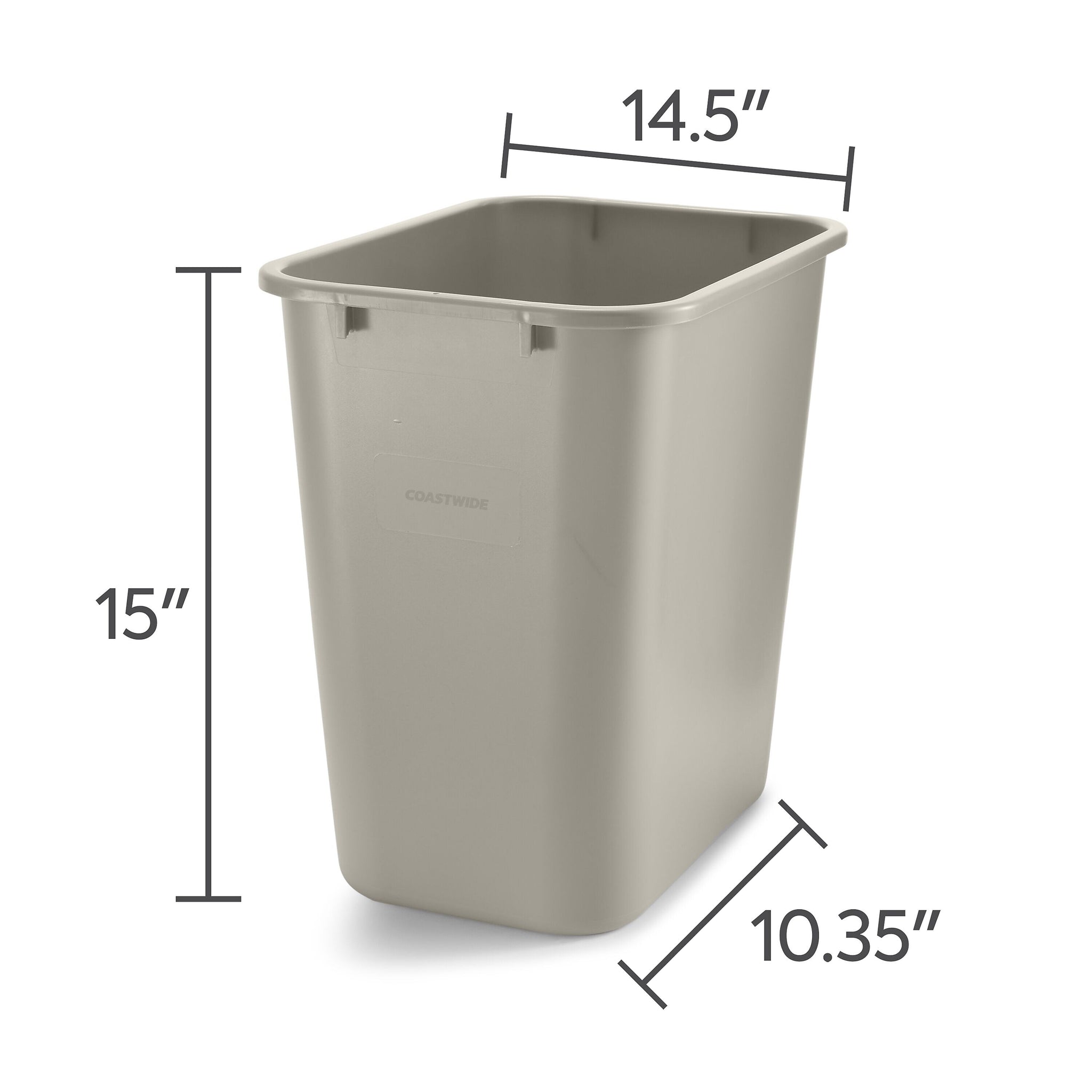 Coastwide Professional™ Plastic Trash Can, 7 Gallon, Beige