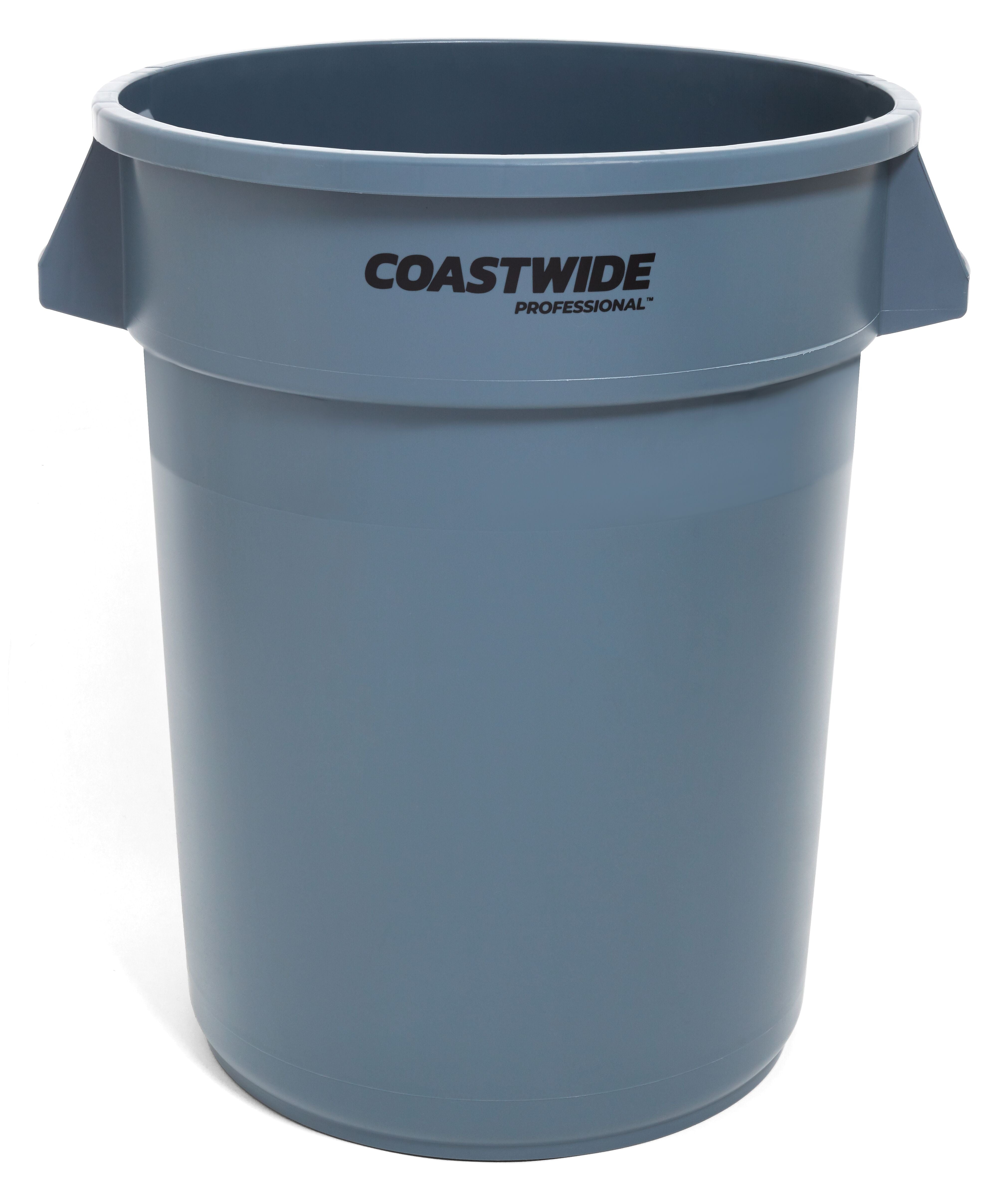 Coastwide Professional™ Plastic Trash Can with no Lid, Gray, 32 Gal.