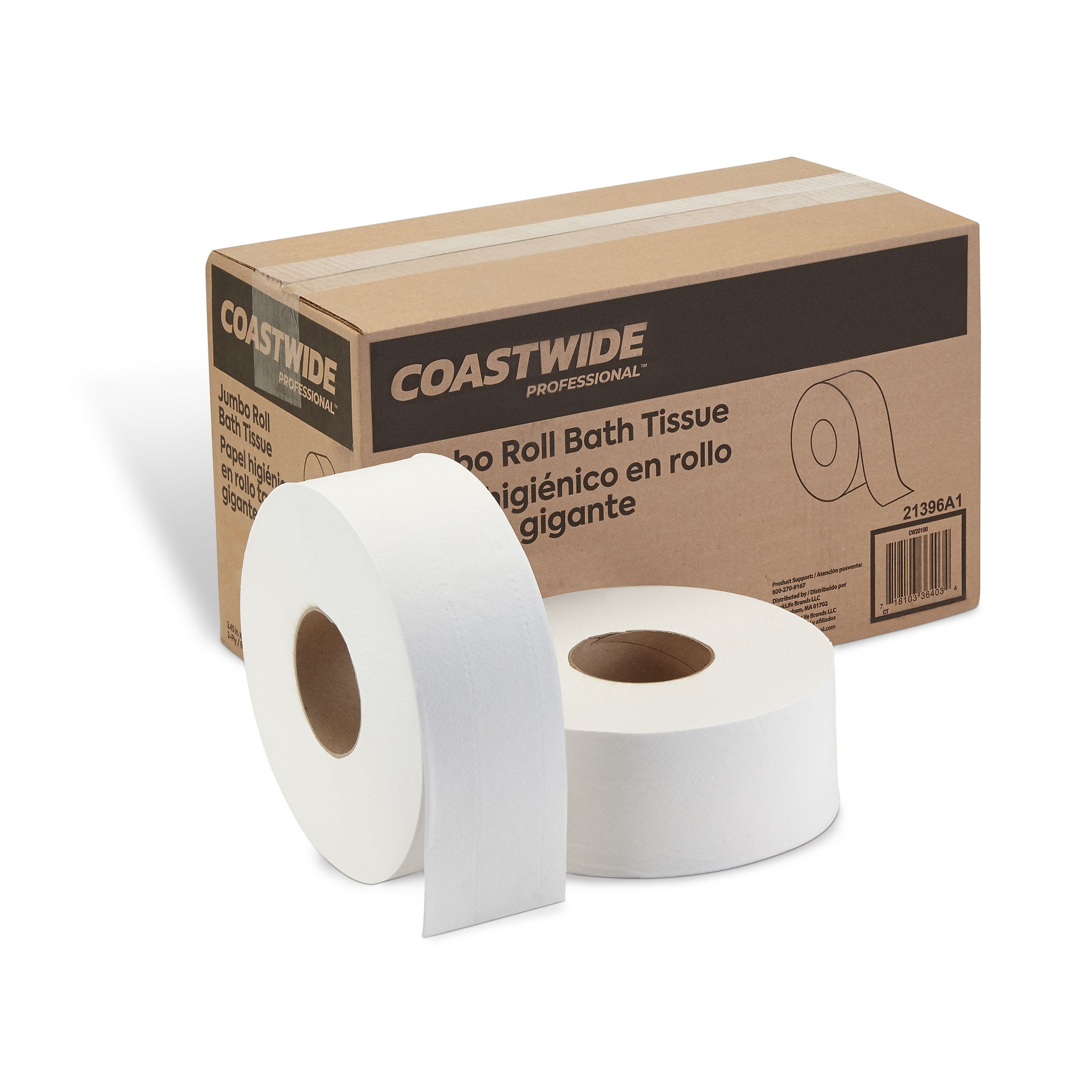 Coastwide Professional™ Recycled 2-ply Jumbo Toilet Paper, White, 1000 ft./Roll, 6 Rolls/Case