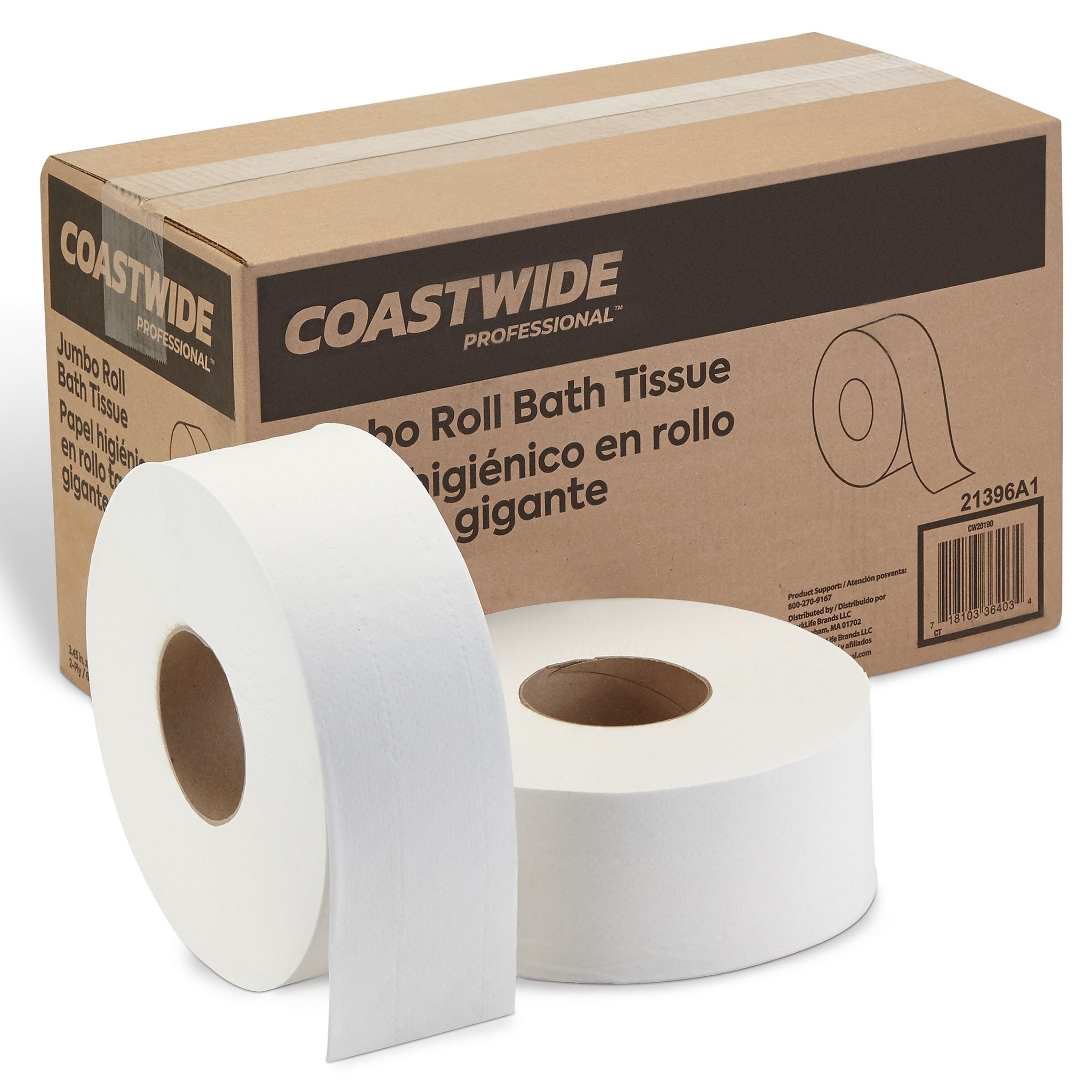 Coastwide Professional™ Recycled 2-Ply Jumbo Toilet Paper, White, 1000 ft./Roll, 6 Rolls/Case