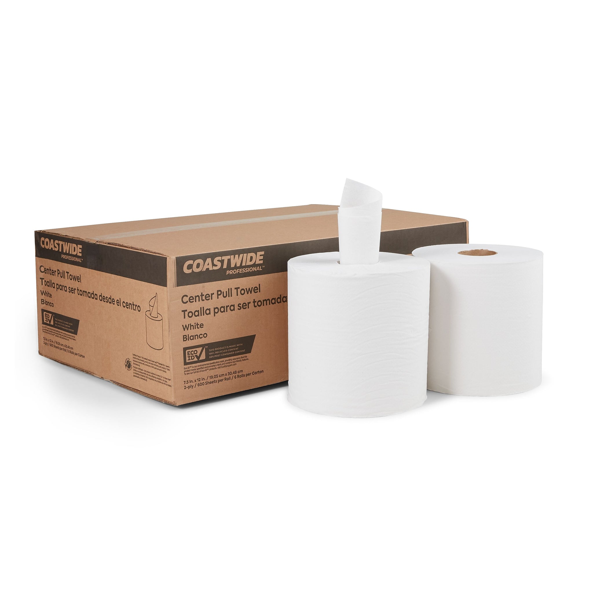 Coastwide Professional™ Recycled Centerpull Paper Towels, 2-ply, 600 Sheets/Roll, 6 Rolls/Carton