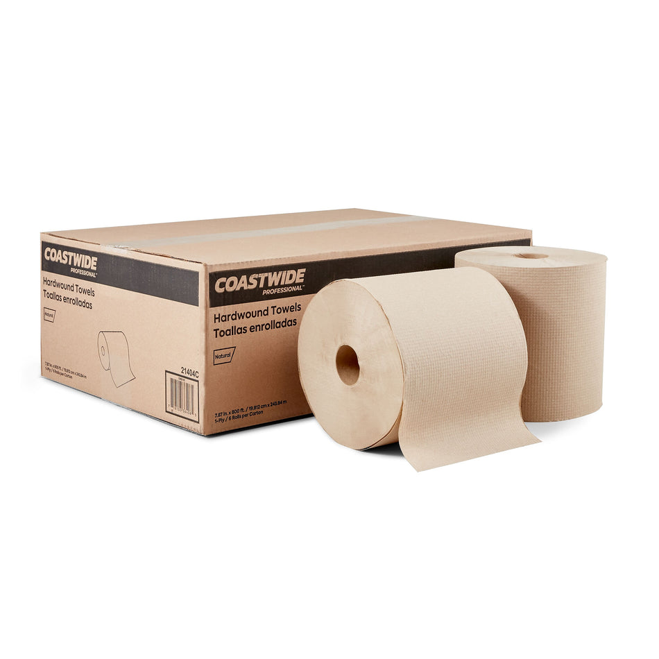 Coastwide Professional™ Recycled Hardwound Paper Towels, 1-Ply, 800 ft./Roll, 6 Rolls/Carton