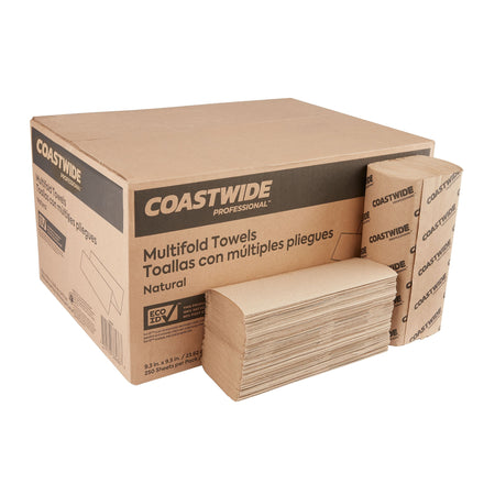 Coastwide Professional™ Recycled Multifold Paper Towels, 1-ply, 250 Sheets/Pack, 16 Packs/Carton