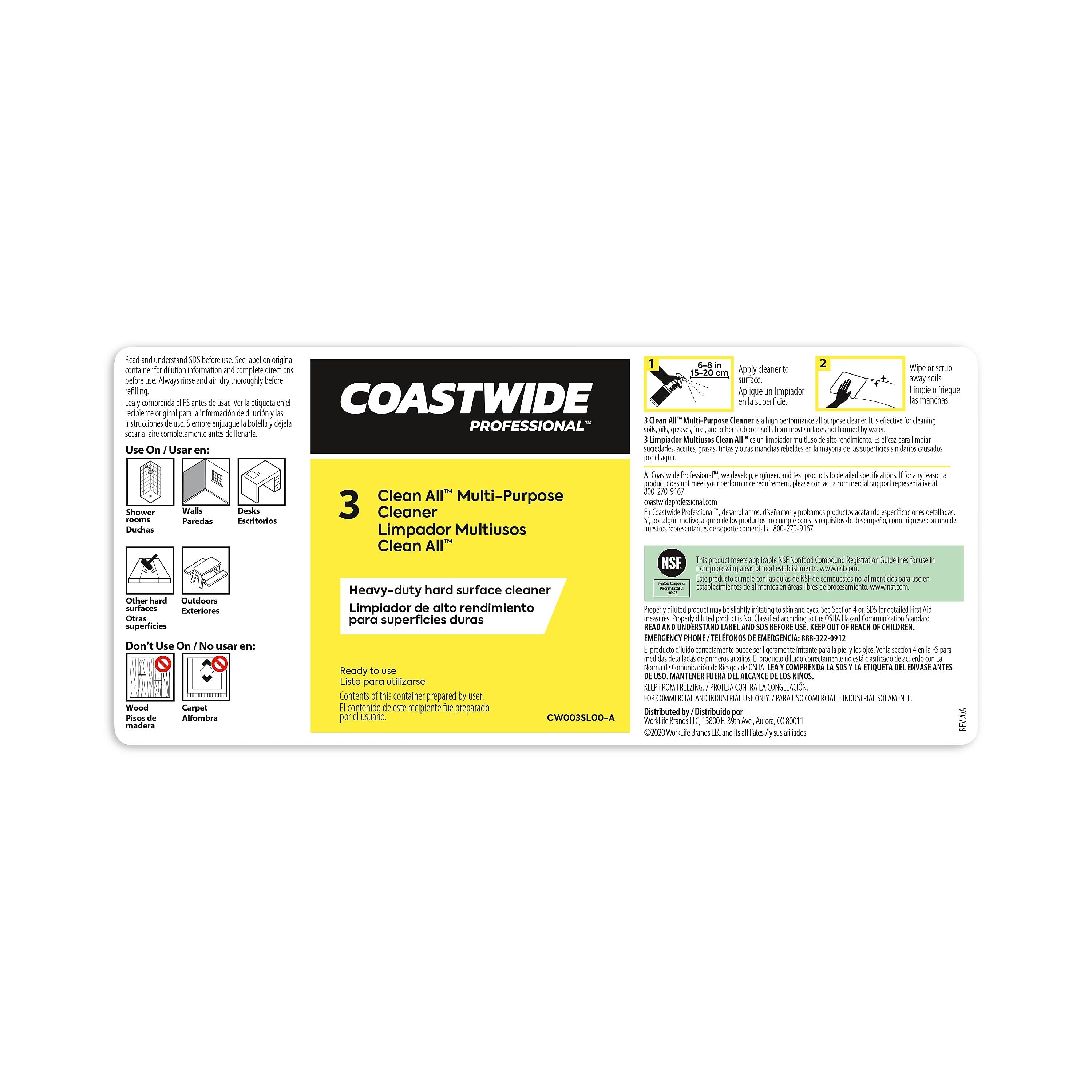 Coastwide Professional™ Secondary Label for Clean All General Purpose Cleaner and Degreaser