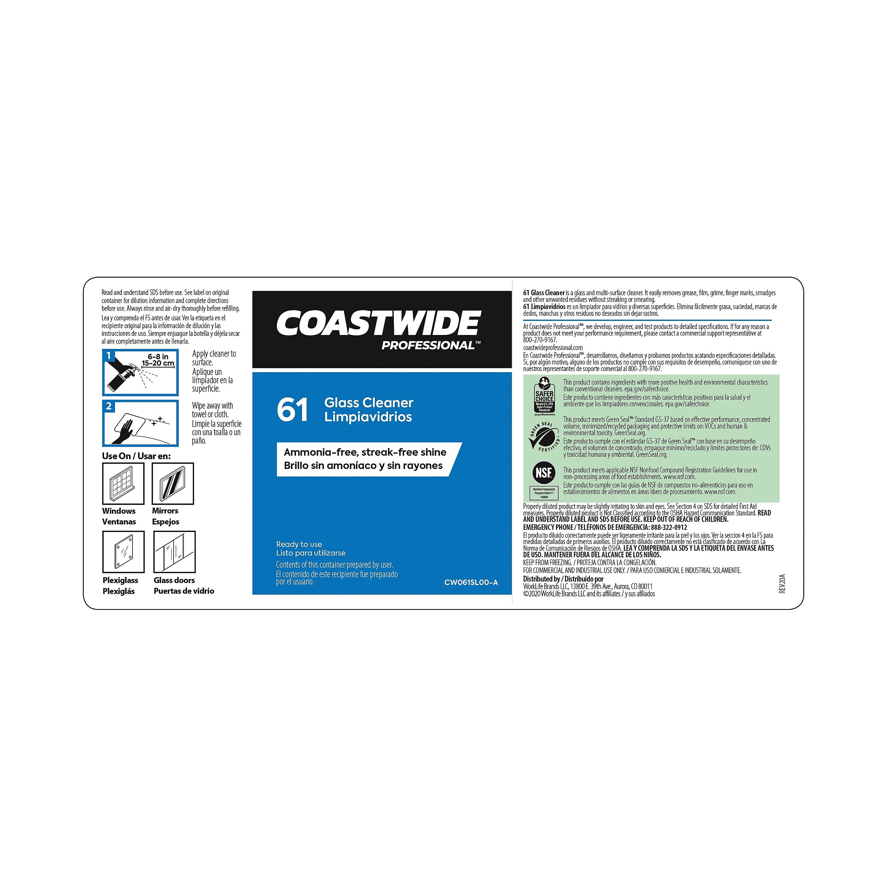 Coastwide Professional™ Secondary Label for Coastwide Professional™ 61 Glass Cleaner