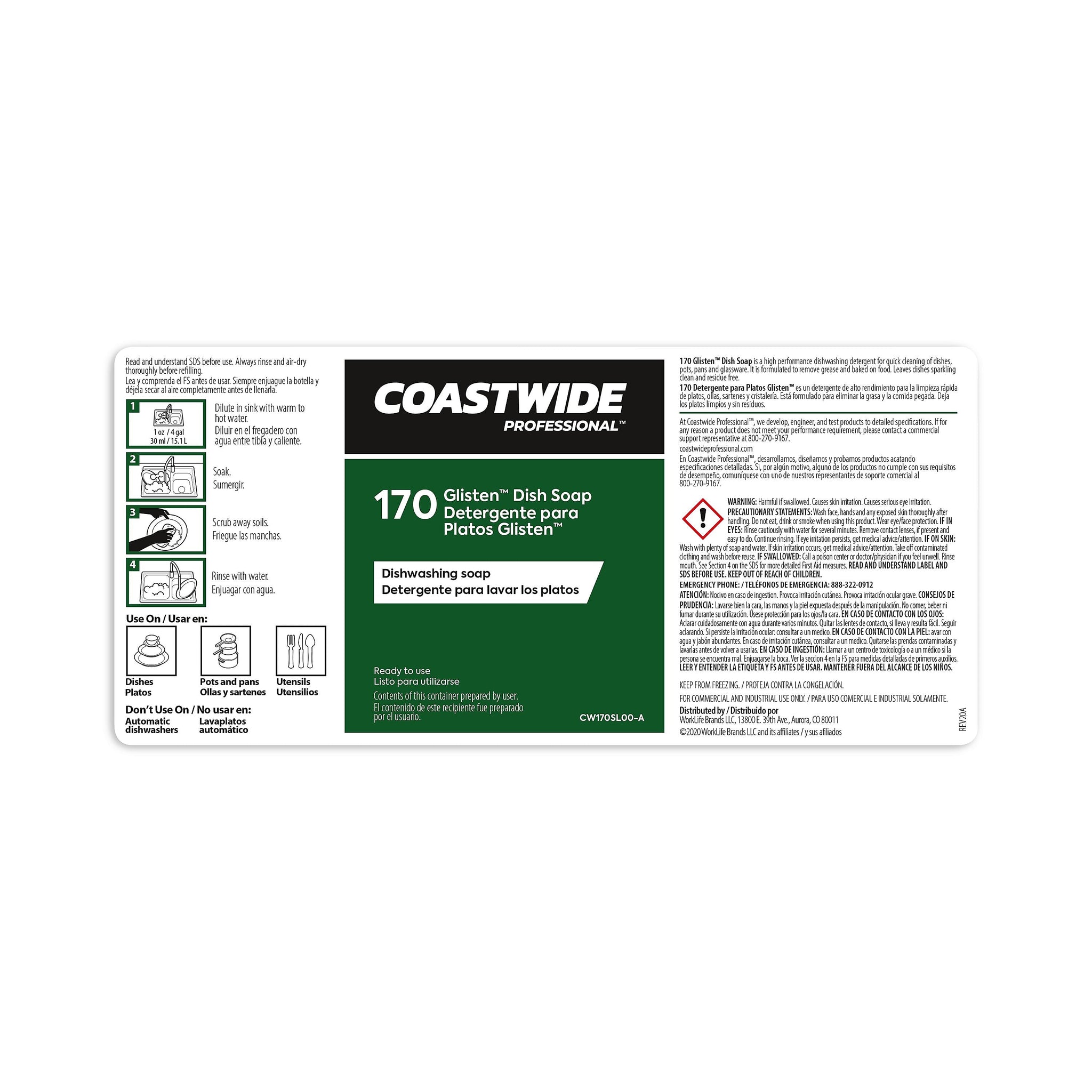 Coastwide Professional™ Secondary Label for Glisten Manual Dish Soap