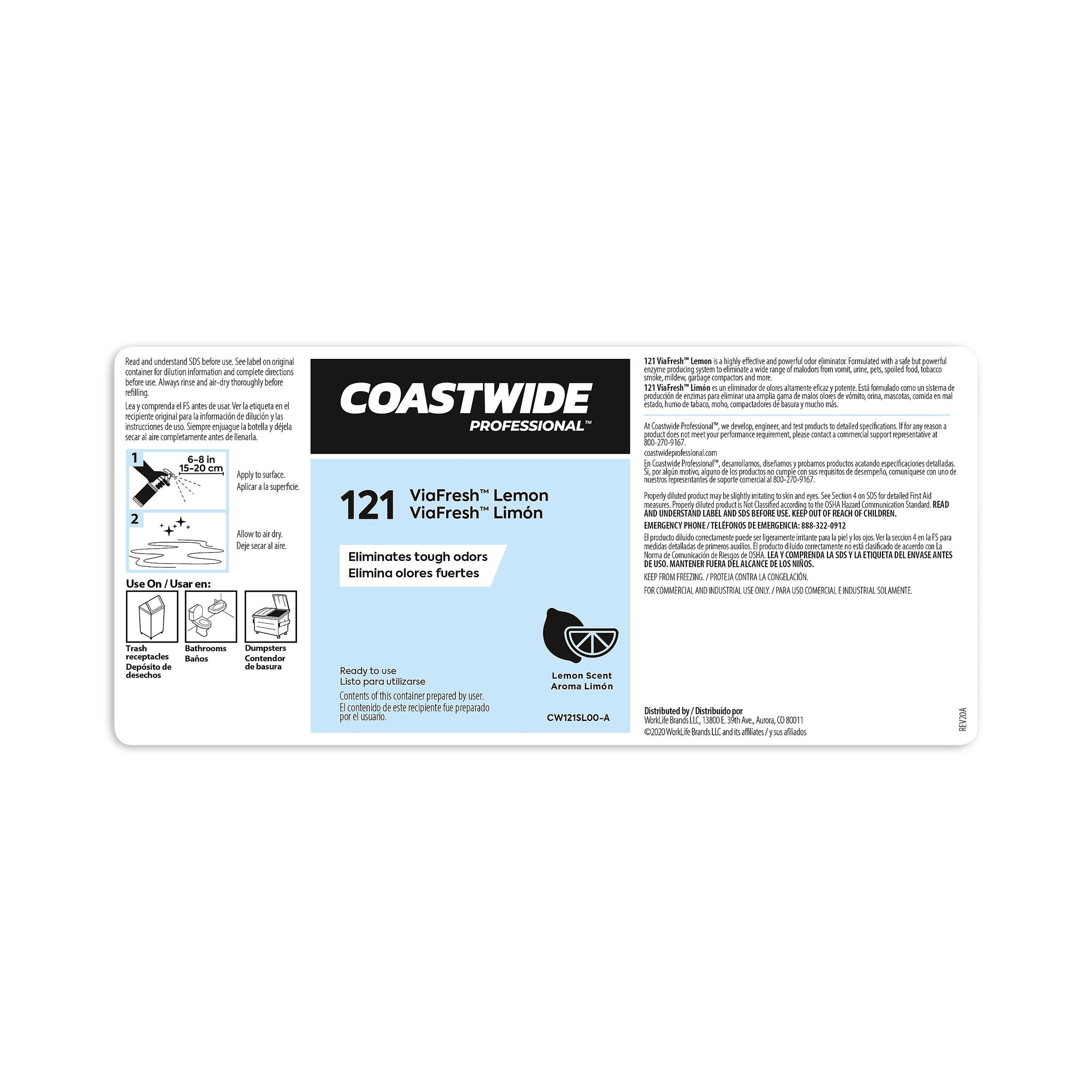 Coastwide Professional™ Secondary Label for ViaFresh Lemon Drop Odor Eliminator