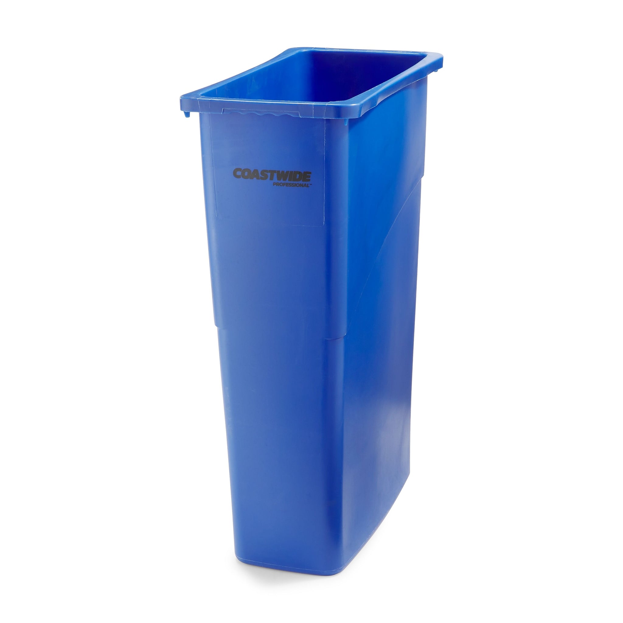 Coastwide Professional™ Slim Plastic Recycling Container with no Lid, 23 Gal., Blue