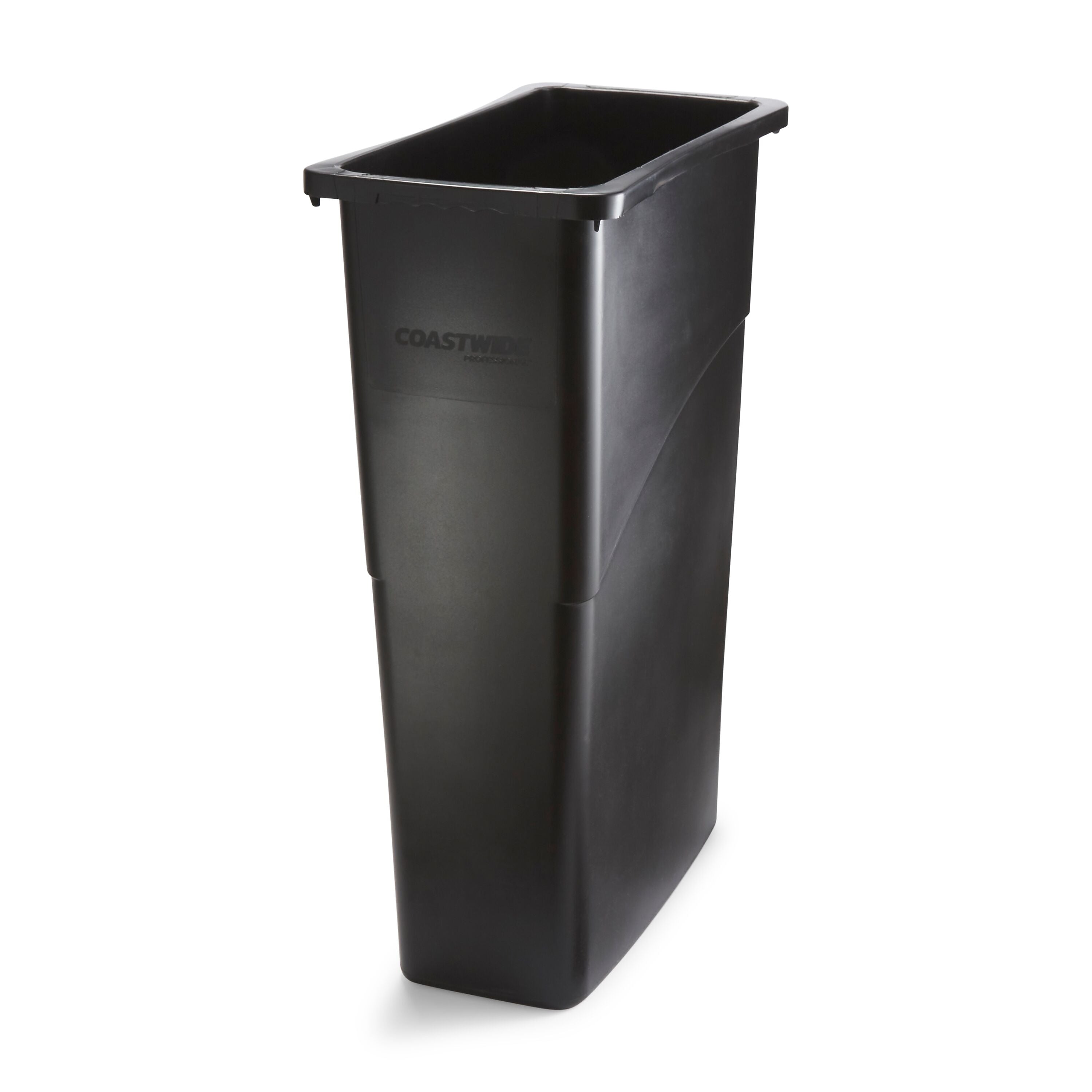 Coastwide Professional™ Slim Plastic Trash Can with no Lid, Black, 23 Gal.