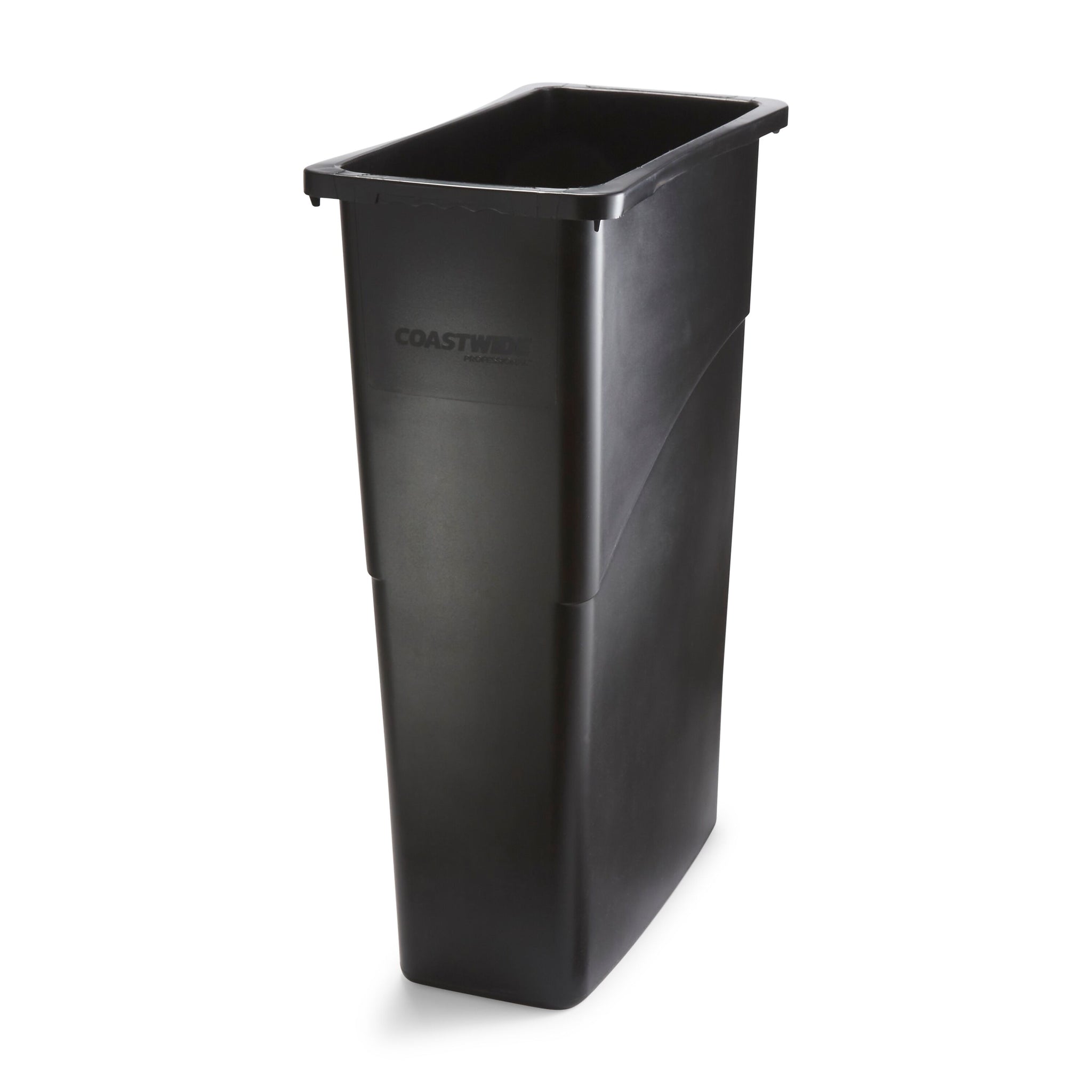 Coastwide Professional™ Slim Plastic Trash Can with no Lid, Black, 23 Gal.