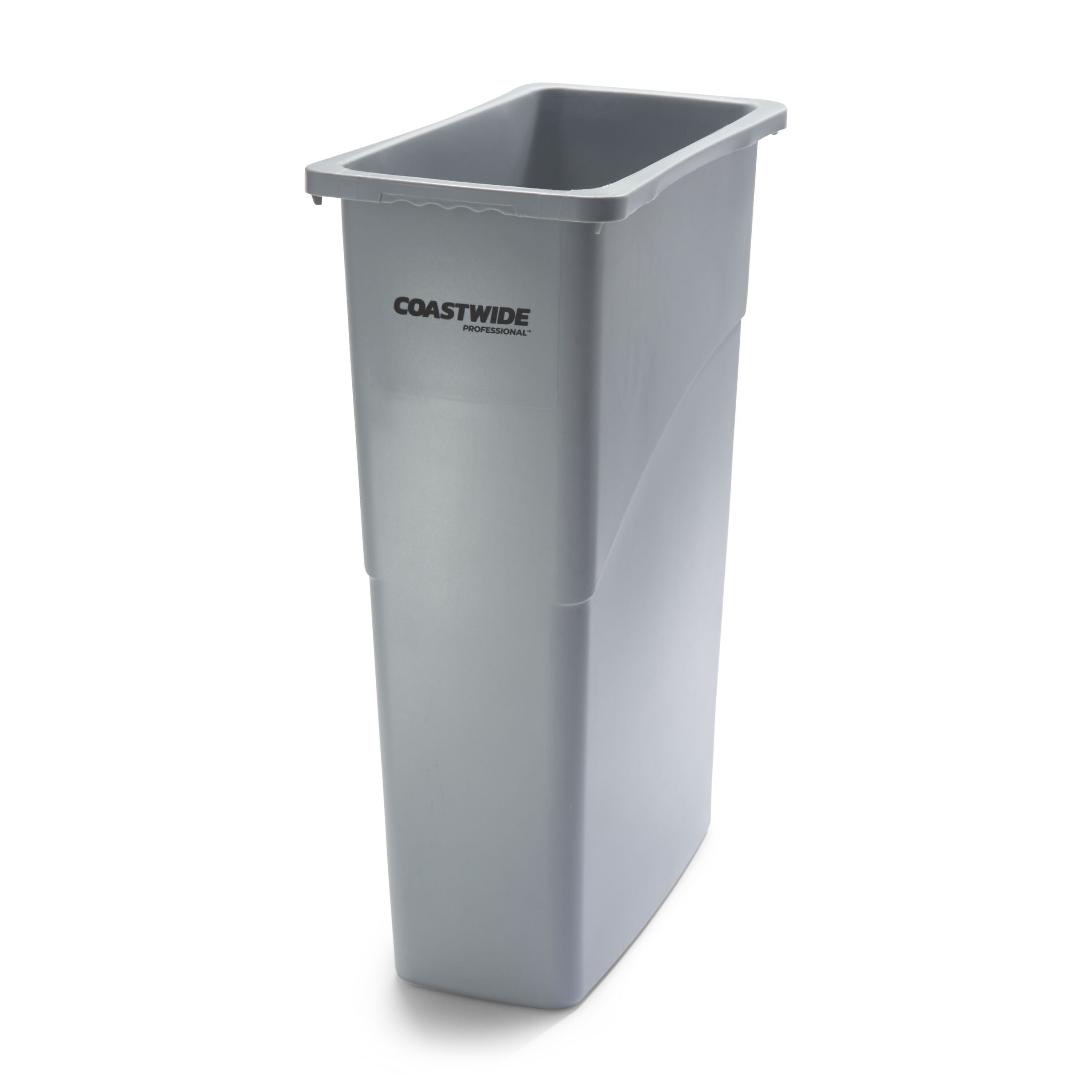 Coastwide Professional™ Slim Plastic Trash Can with no Lid, Gray, 23 Gal.