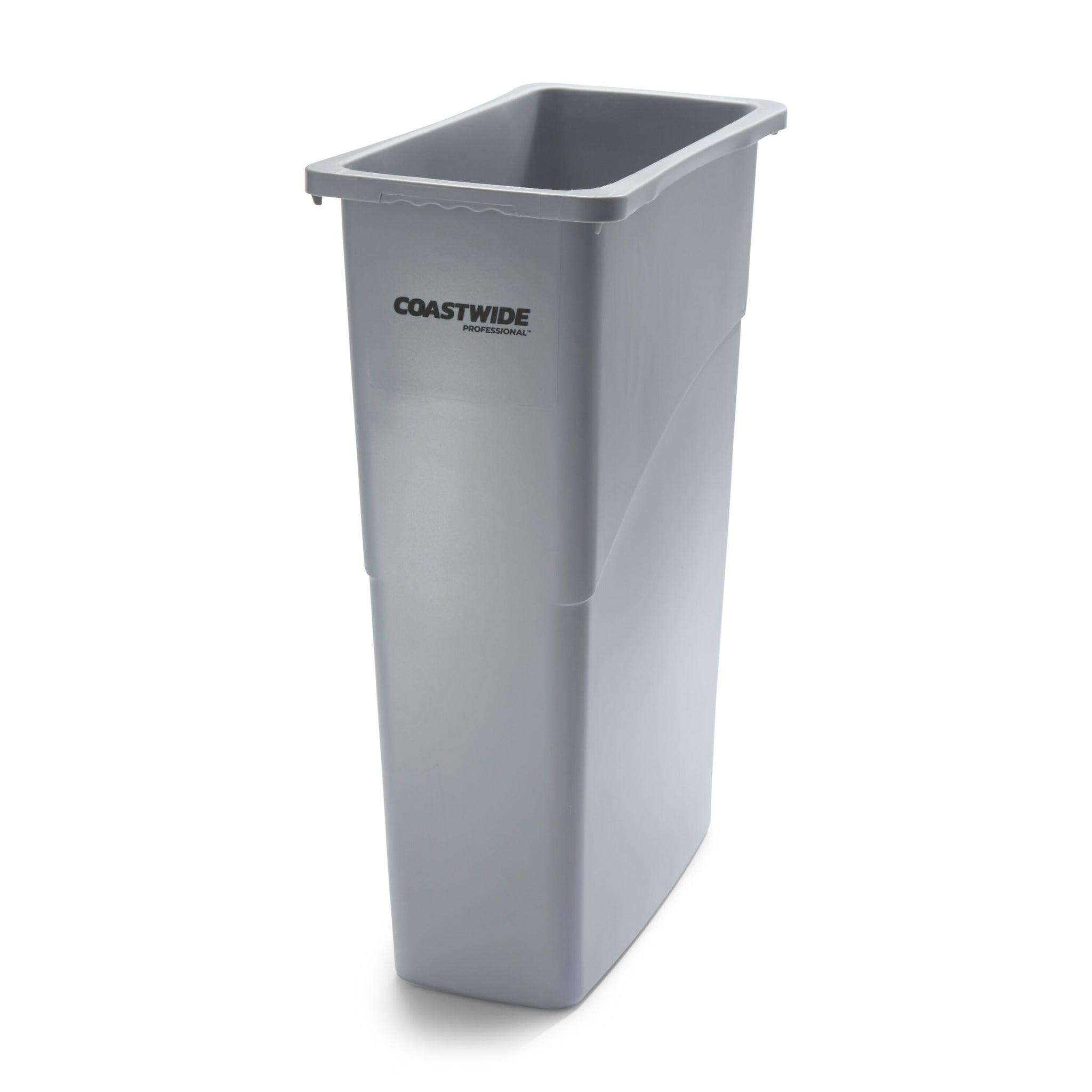 Coastwide Professional™ Slim Plastic Trash Can with no Lid, Gray, 23 Gal.