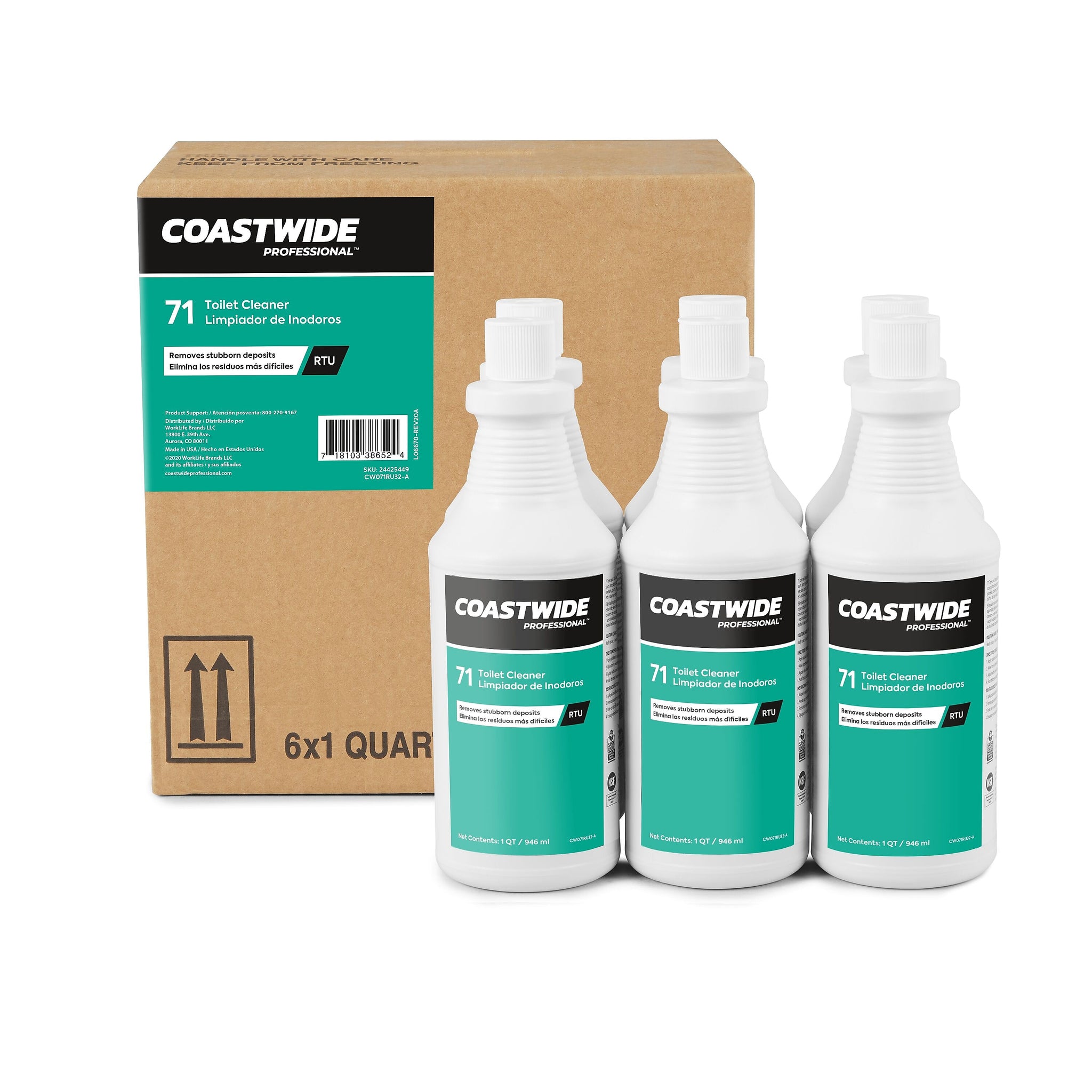Coastwide Professional Toilet and Urinal Cleaner 71, 0.95L, 6/Carton