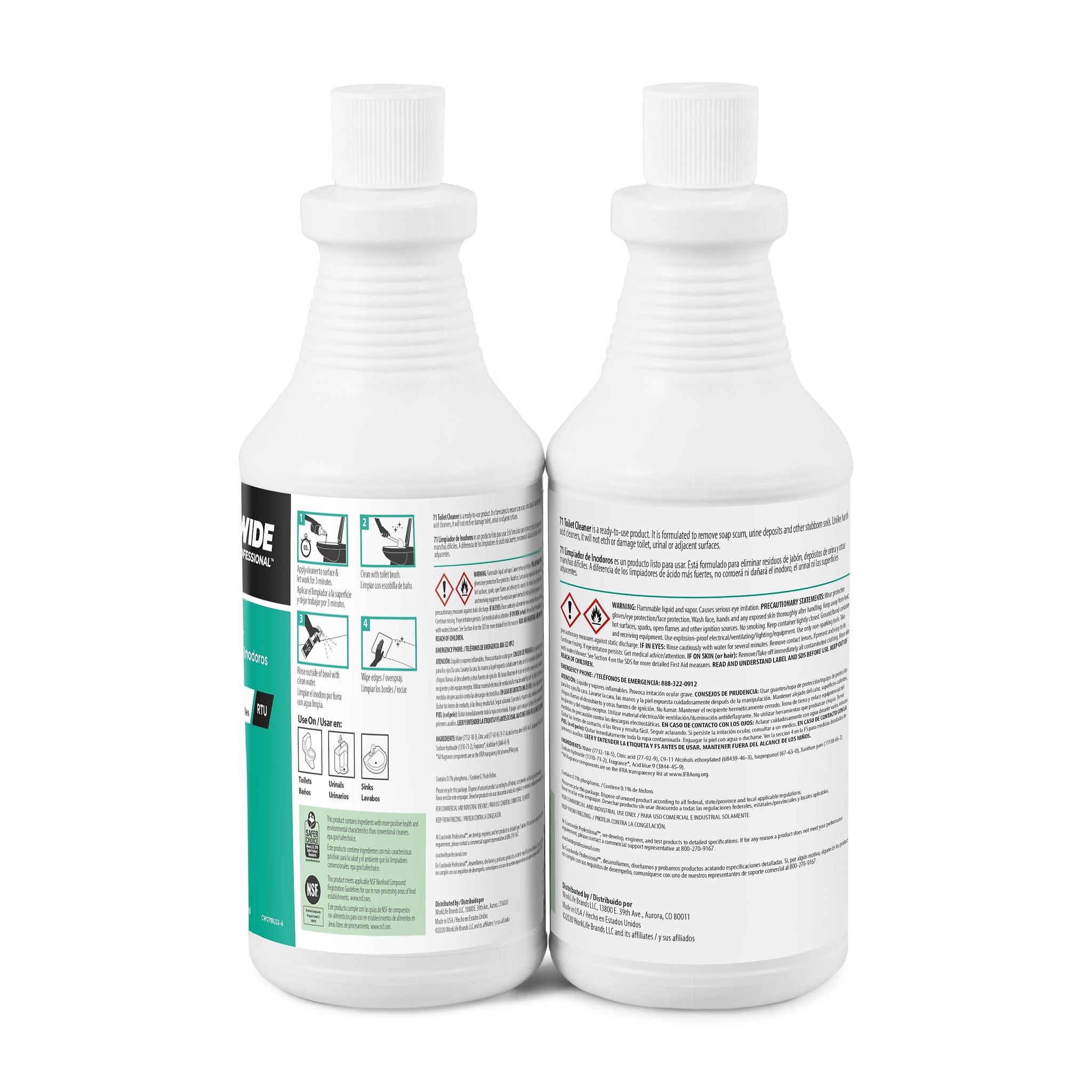 Coastwide Professional Toilet and Urinal Cleaner 71, 0.95L, 6/Carton