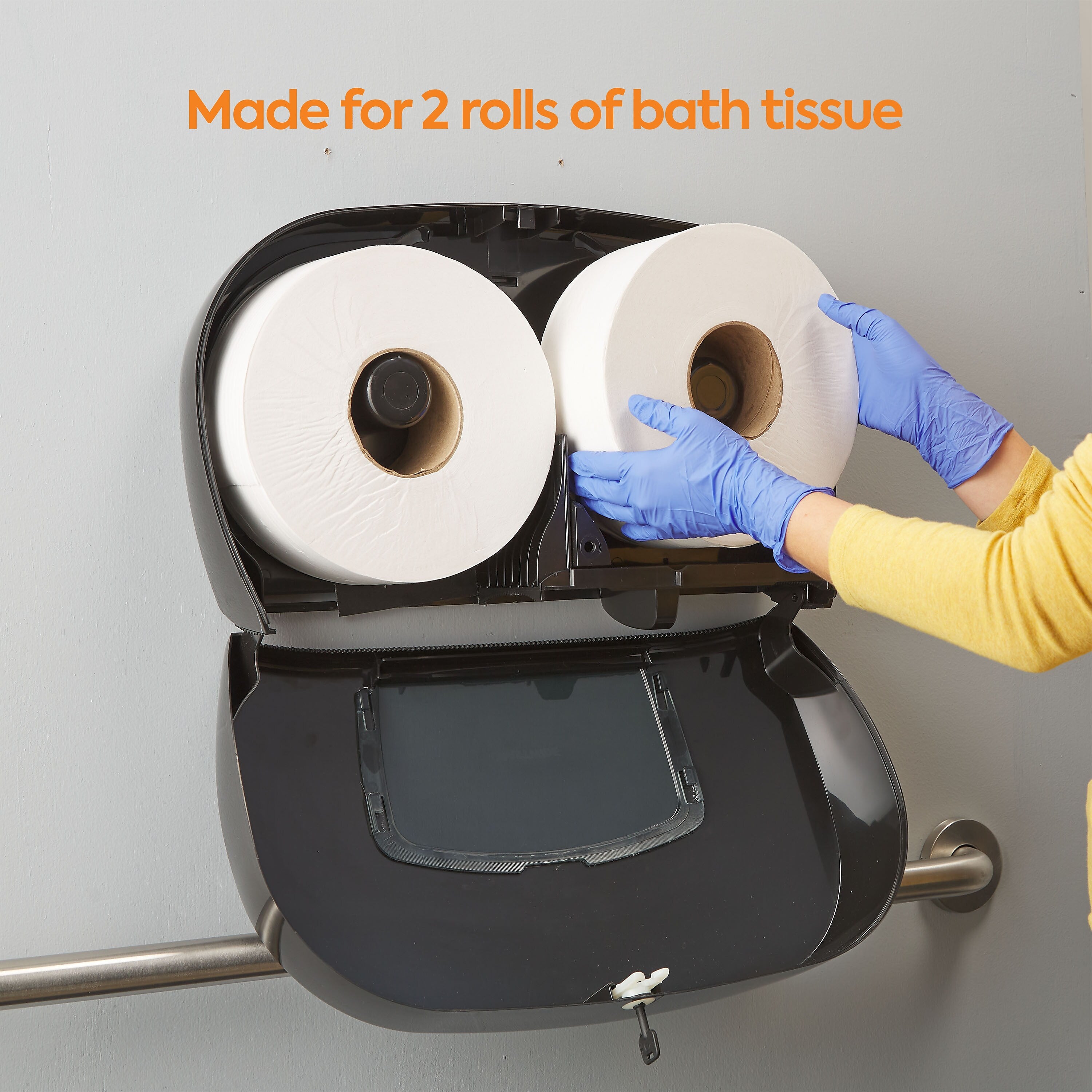 Coastwide Professional™ Twin Jumbo Roll Toilet Paper Dispenser, Black