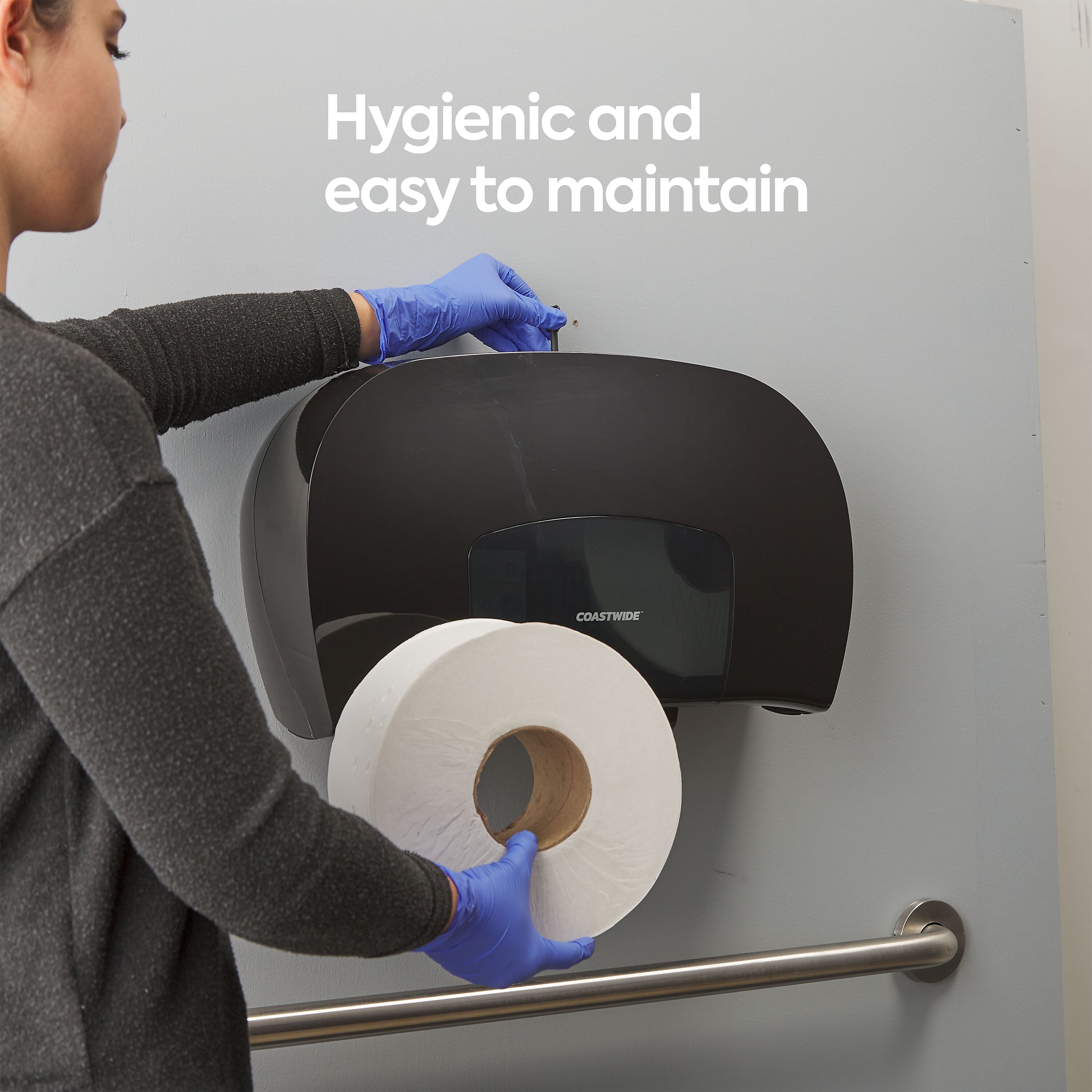 Coastwide Professional™ Twin Jumbo Roll Toilet Paper Dispenser, Black