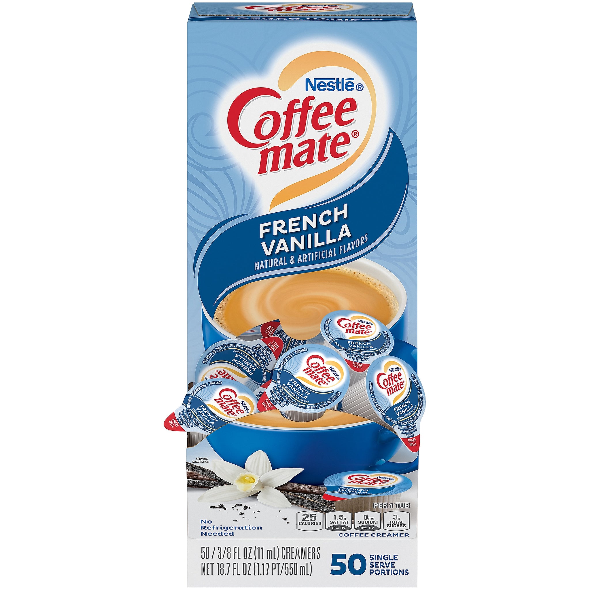 Coffee mate French Vanilla Liquid Creamer, 0.38 Oz., 50/Box
