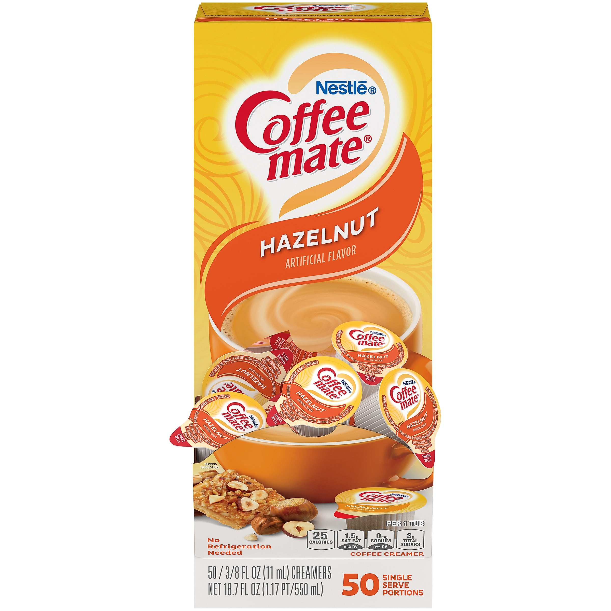 Coffee mate Hazelnut Liquid Creamer, 0.38 oz., 50/Box