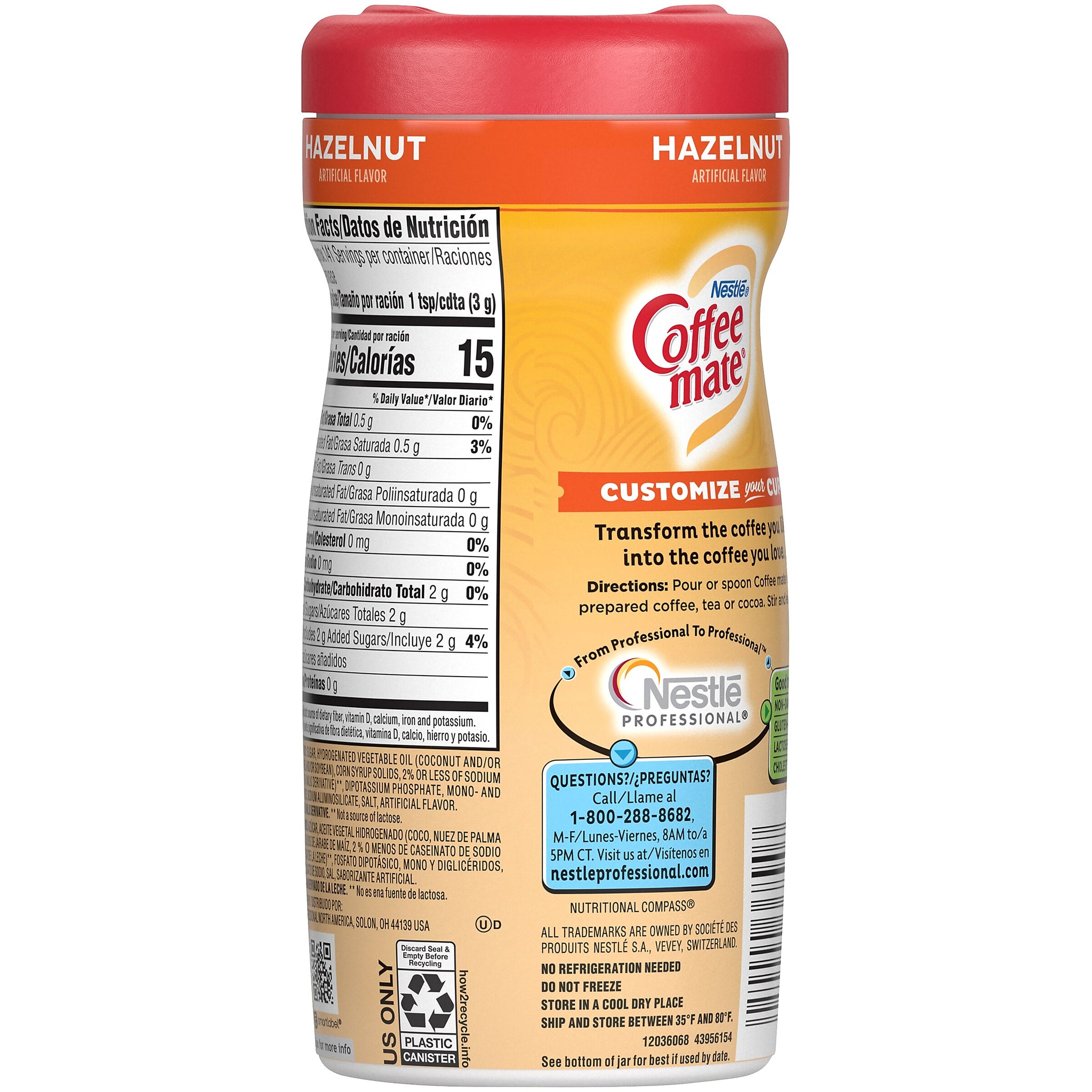 Coffee mate Hazelnut Powdered Creamer, 15 Oz.