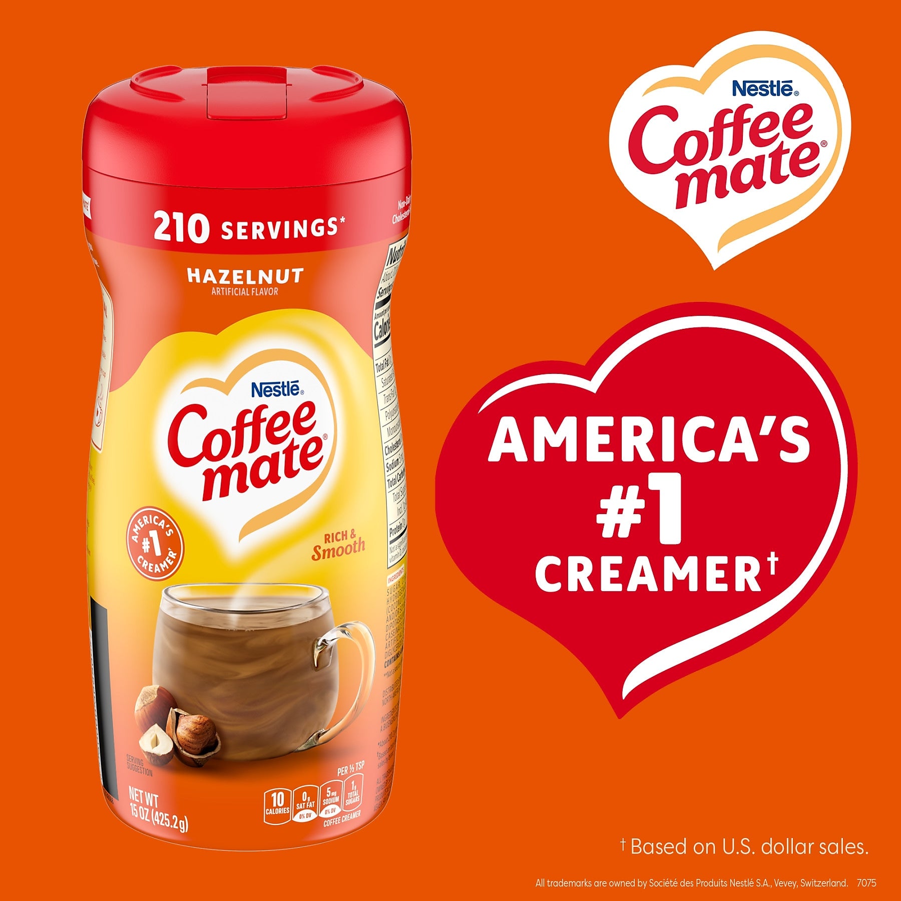 Coffee mate Hazelnut Powdered Creamer, 15 Oz.