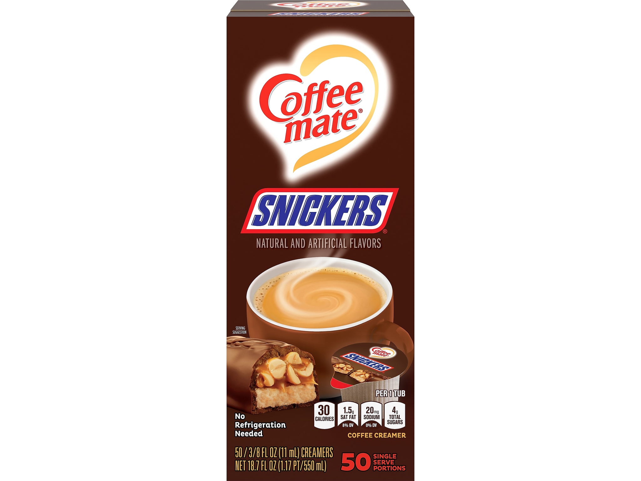 Coffee mate Snickers Liquid Creamer, 0.37 oz., 50/Box