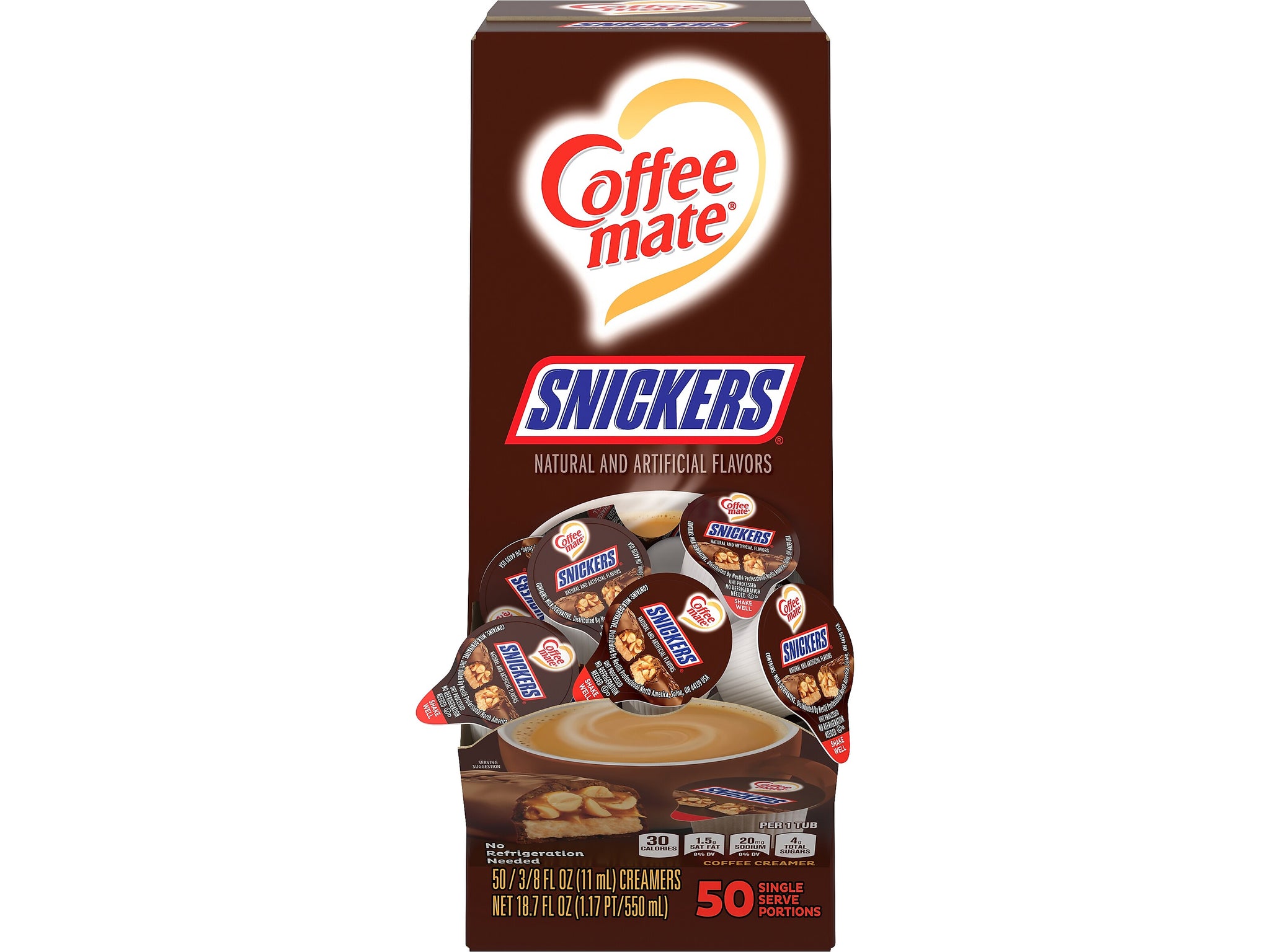 Coffee mate Snickers Liquid Creamer, 0.37 oz., 50/Box
