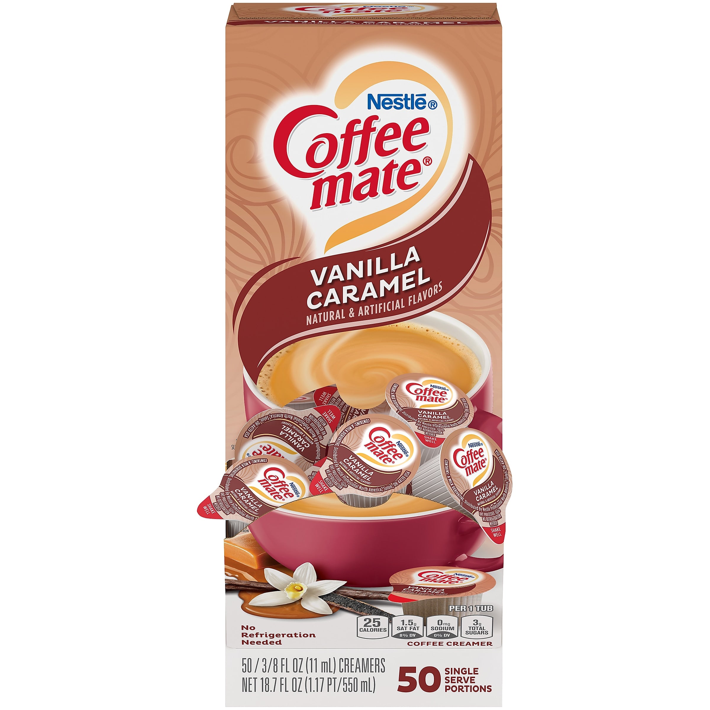 Coffee mate Vanilla Caramel Liquid Creamer, 0.38 Oz., 50/Box