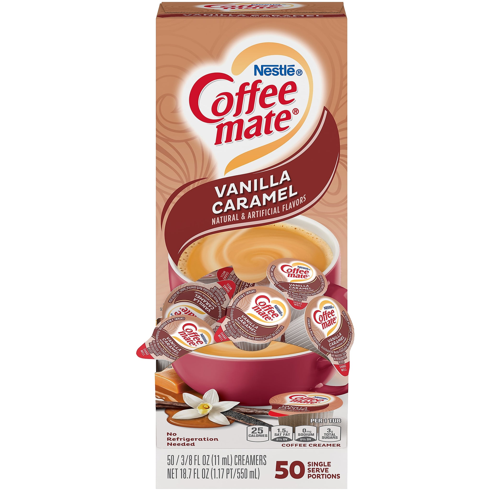 Coffee mate Vanilla Caramel Liquid Creamer, 0.38 Oz., 50/Box