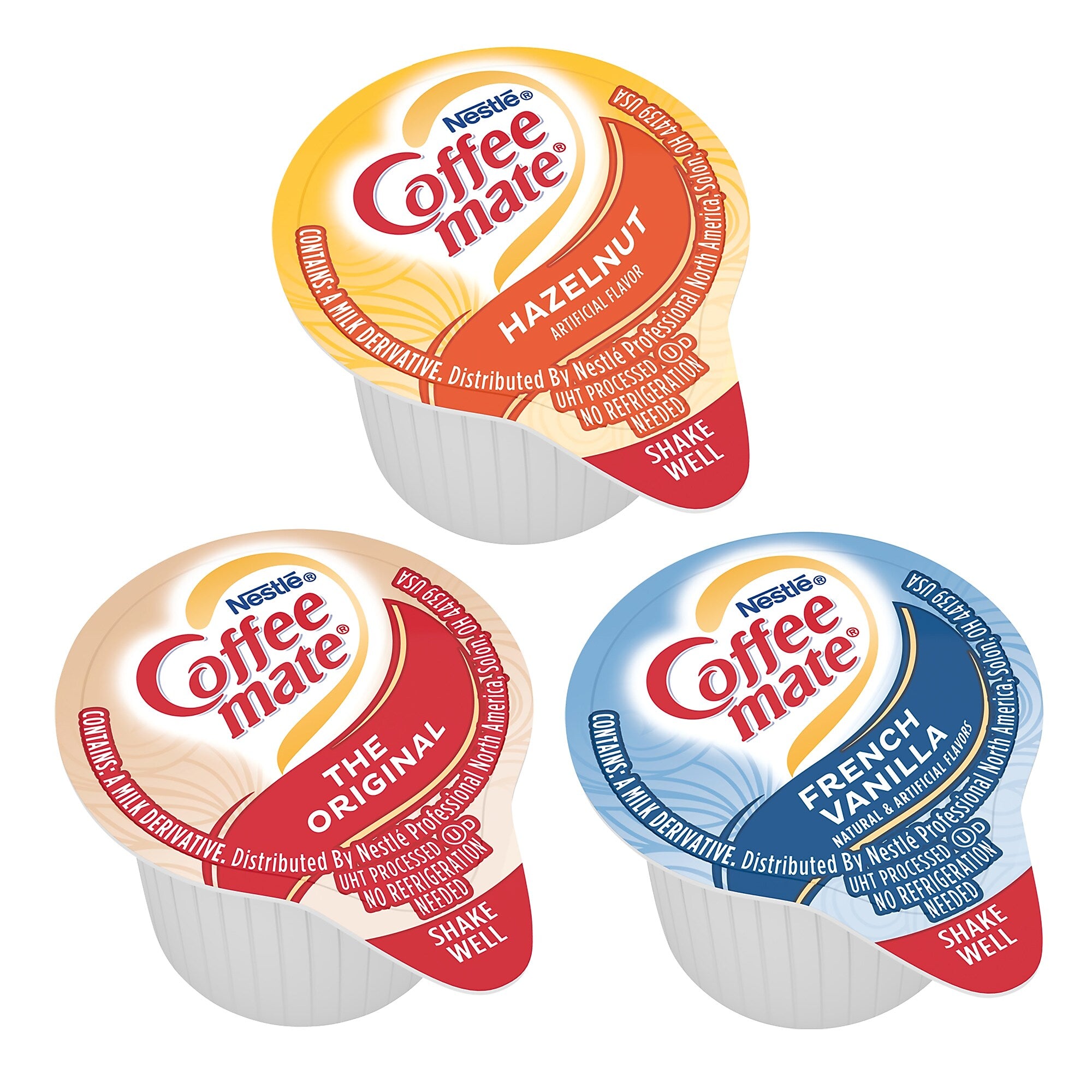 Coffee mate Variety Pack Original/French Vanilla/Hazelnut Liquid Creamer, 0.38 oz., 150/Carton