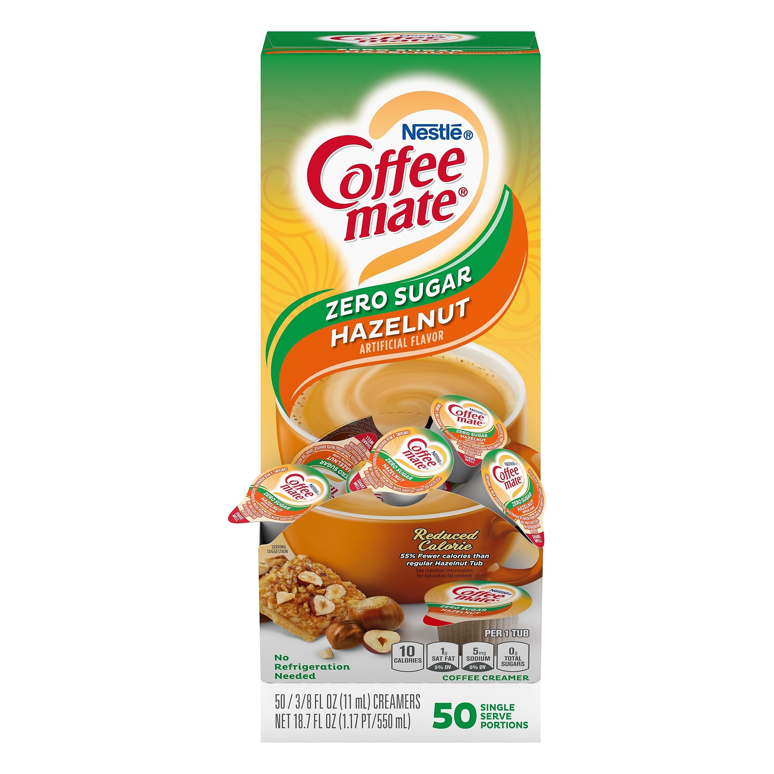 Coffee mate Zero Sugar Hazelnut Liquid Creamer, .375oz., 50/Box