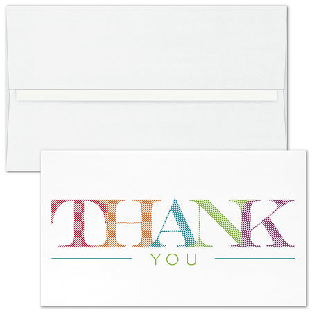 "Colorful Thank You" Card w/ White Unlined Envelope, 100/BX