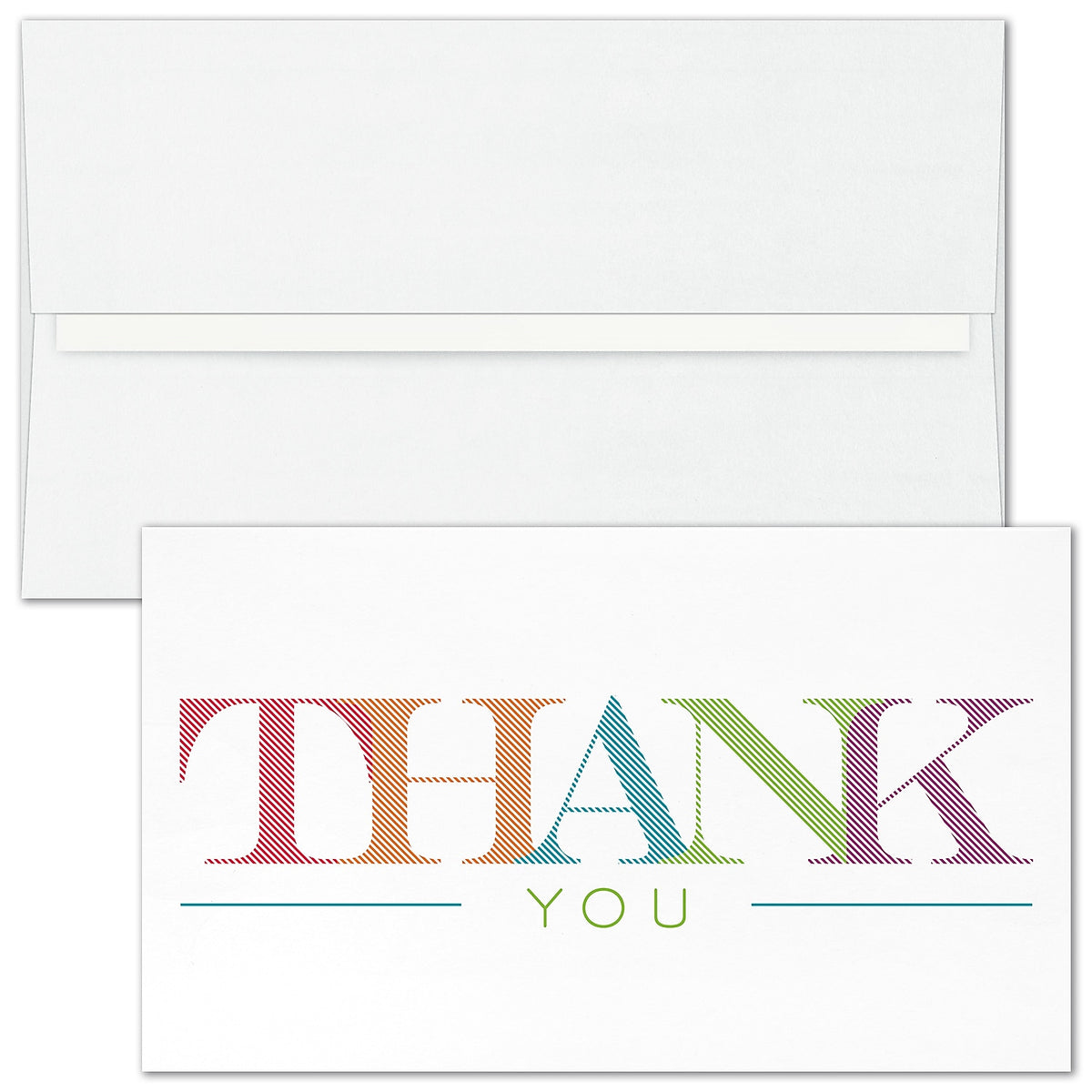 "Colorful Thank You" Card w/ White Unlined Envelope, 250/BX