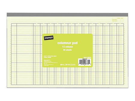 Columnar Book, 13 Column, 13.31" x 8.5", Green, 25 Sheets/Book