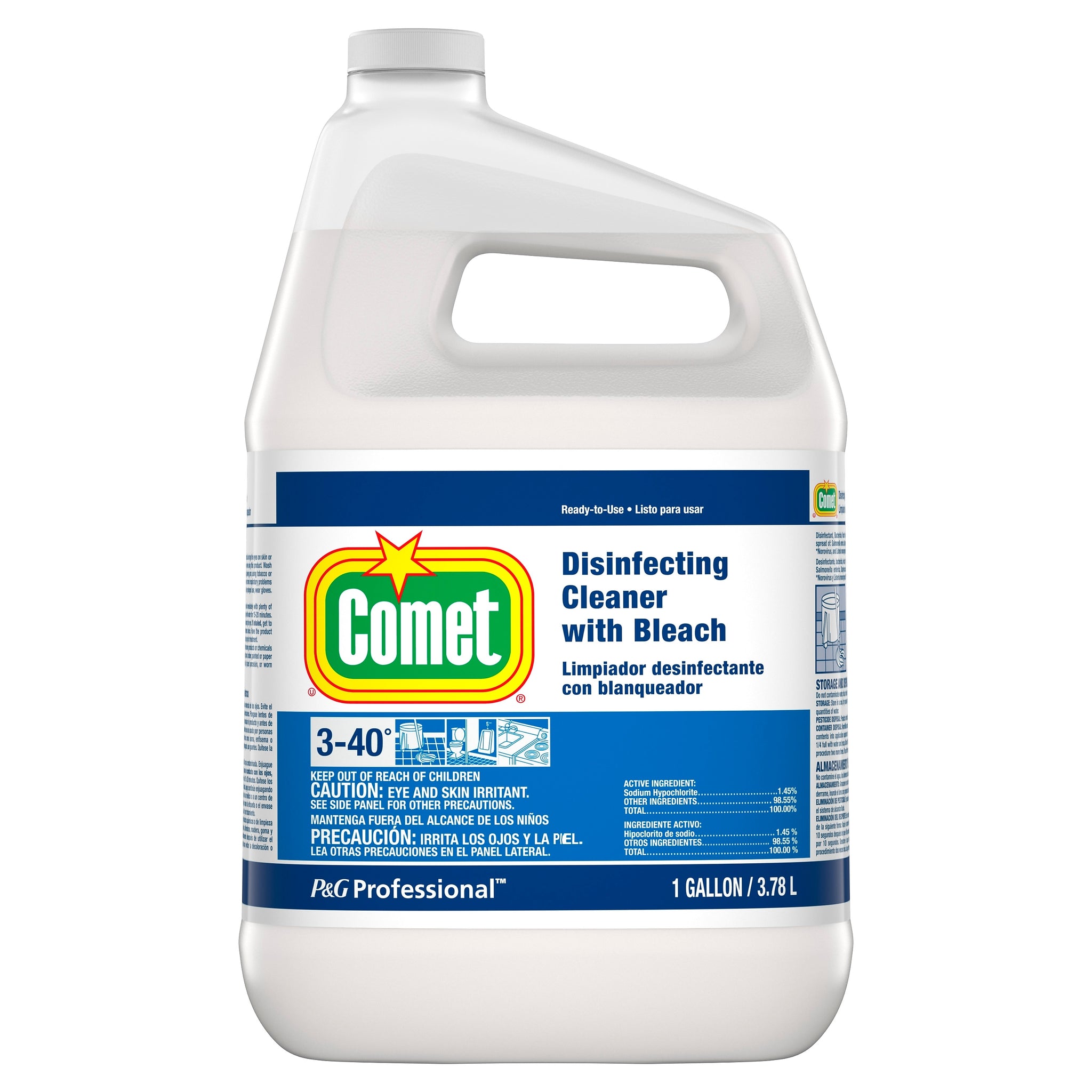 Comet Disinfecting Cleaner w/Bleach, Fresh Scent, 1 gal., 3/Carton
