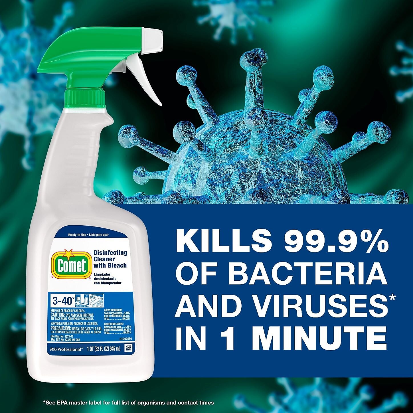 Comet Disinfecting Cleaner with Bleach, 32 Oz.