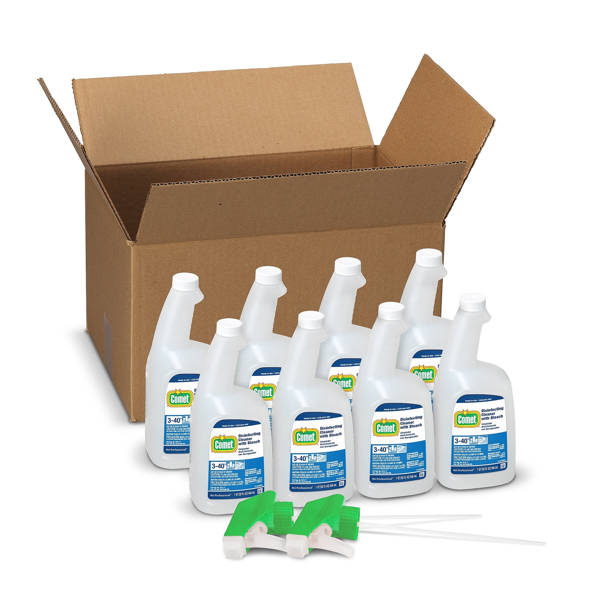 Comet Professional Multi Purpose Disinfecting Liquid Cleaner with Bleach Spray for Commercial Use, 32 fl. oz., 8/Carton