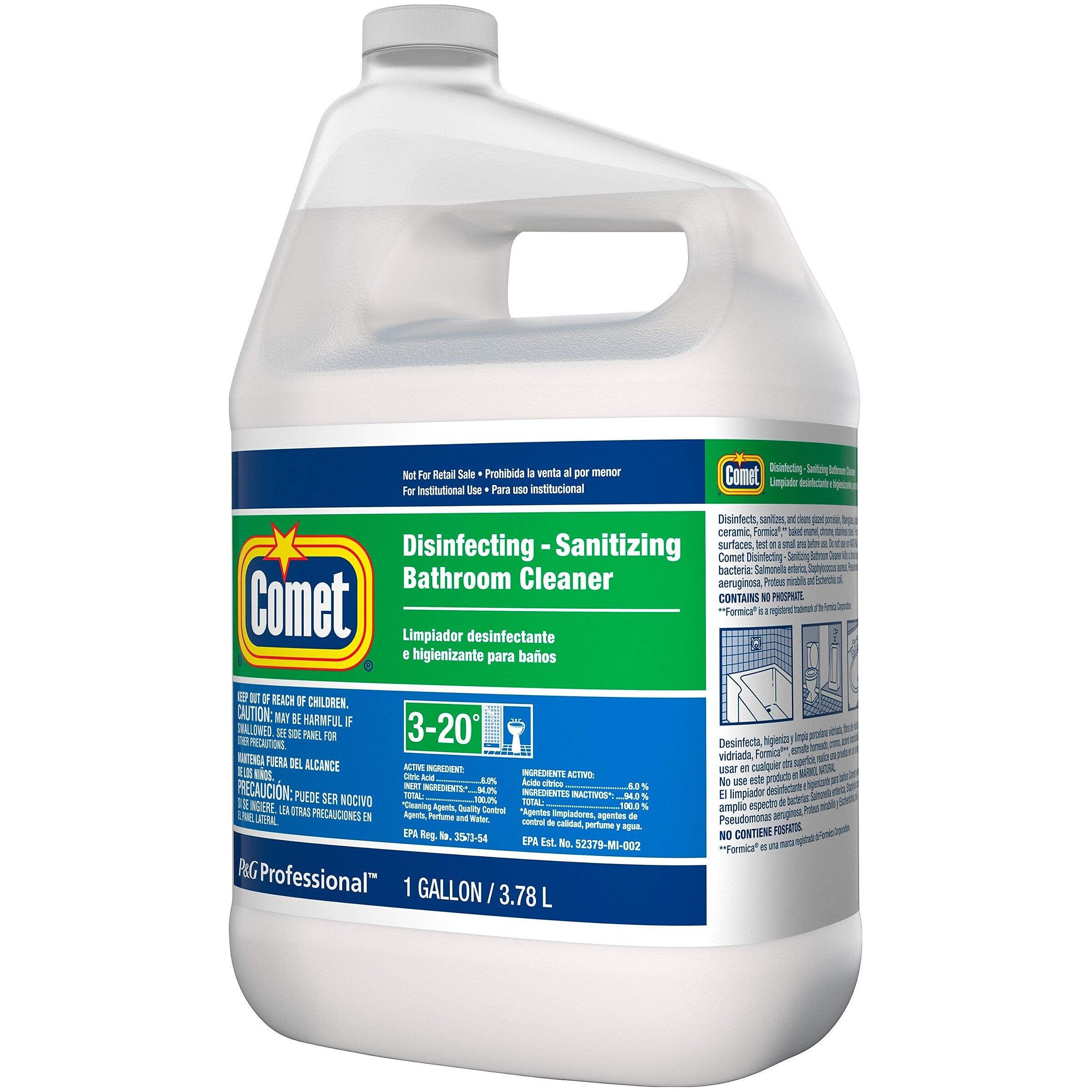 Comet Professional Multi Purpose Disinfecting/Sanitizing Bathroom Cleaner, 1 Gallon, Citrus Scent, 3/Carton