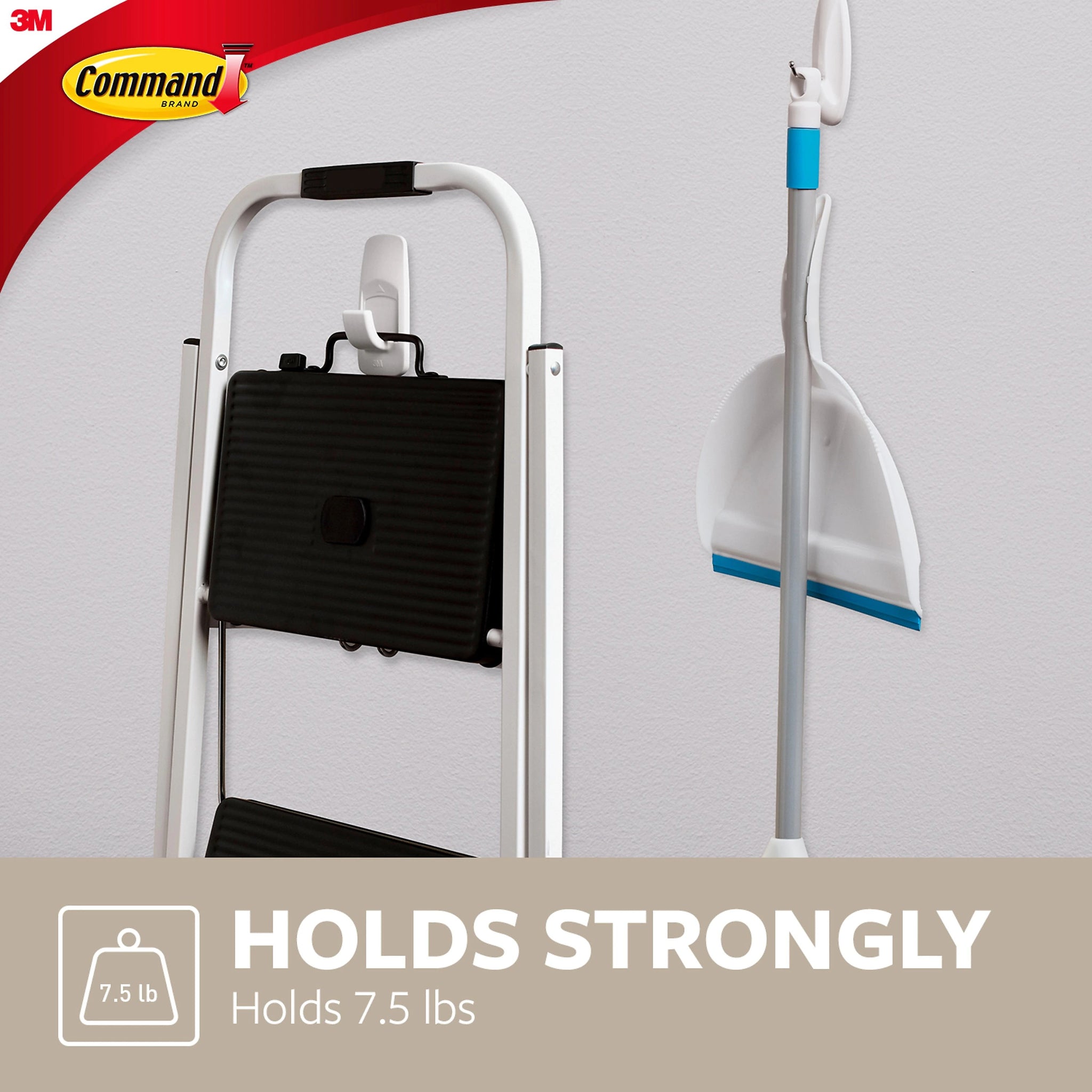 Command™ Jumbo Hook, White, 1 Hook, 2 Strips/Pack