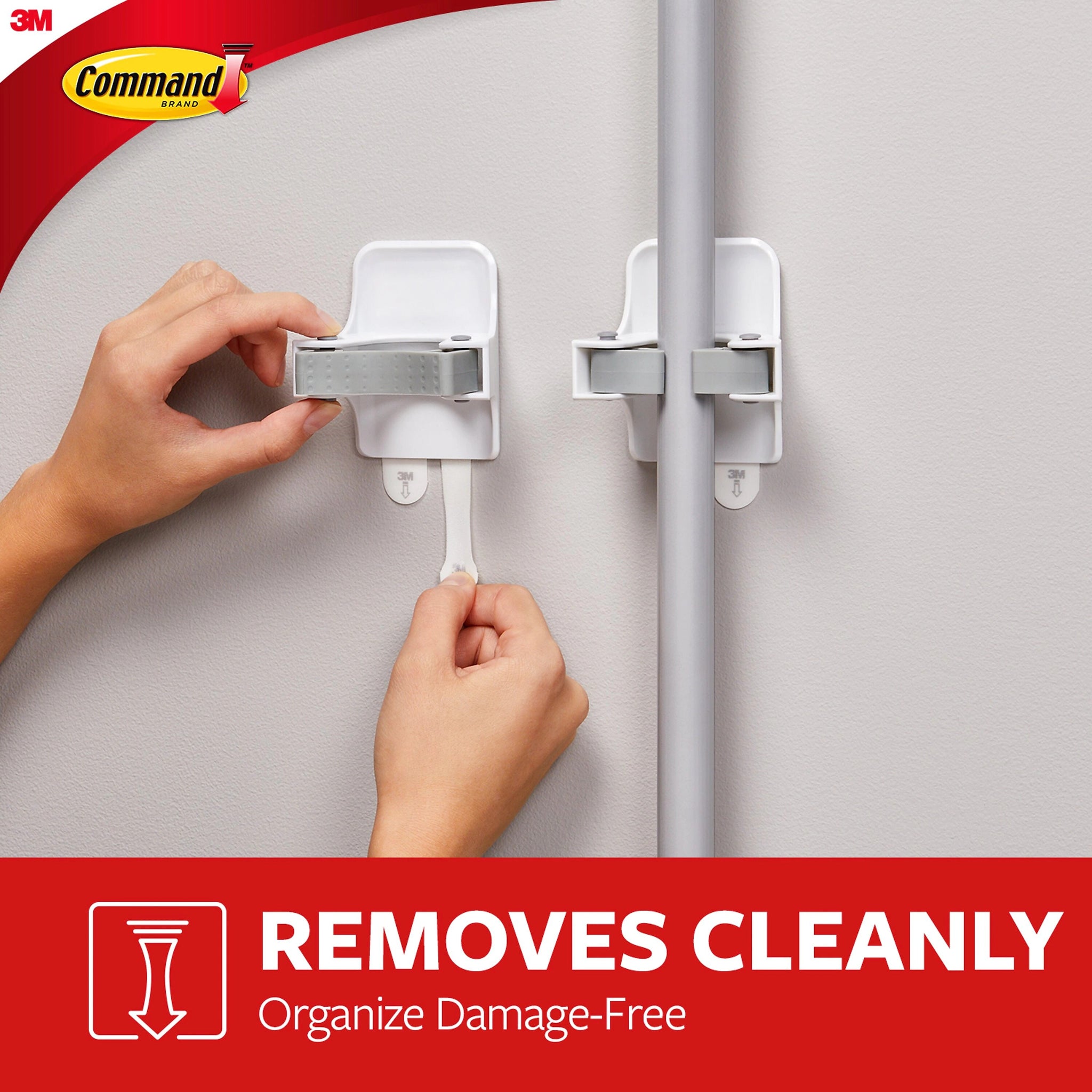 Command Large Broom Gripper, White, 2/Pack
