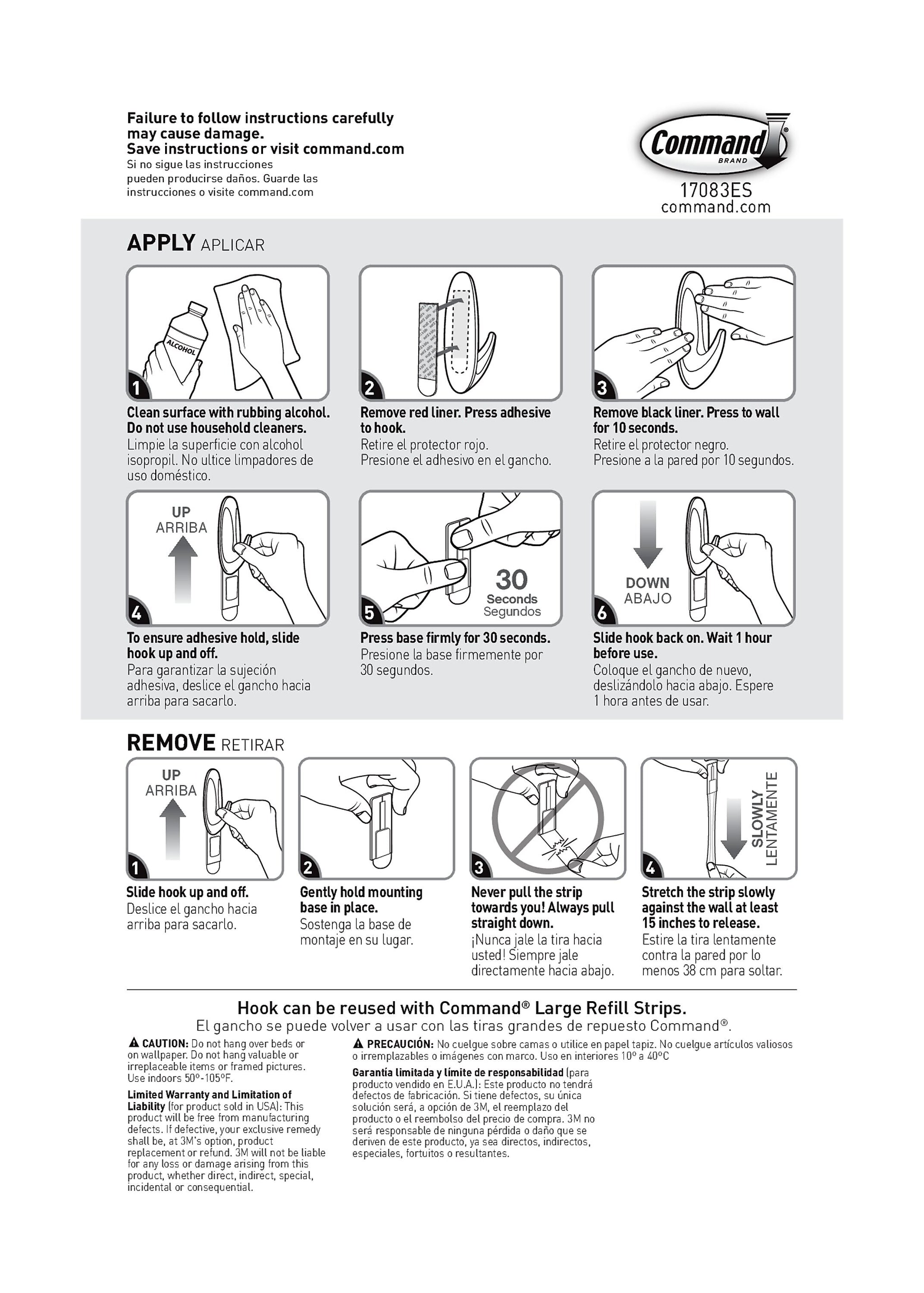 Command Large Decorative Hook, 5lb., White