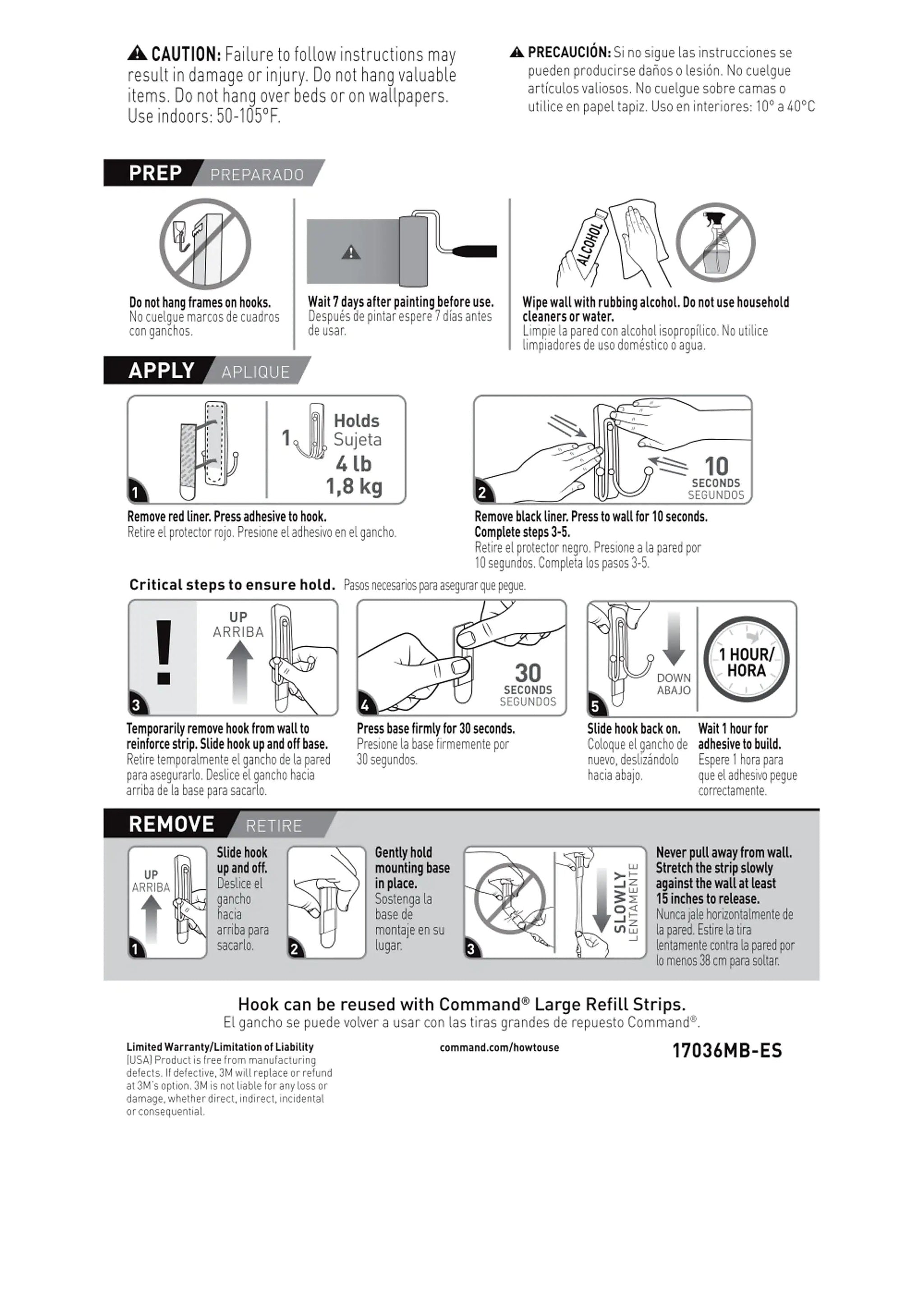 Command™ Large Double Hook, Matte Black, 1 Hook, 1 Strip/Pack