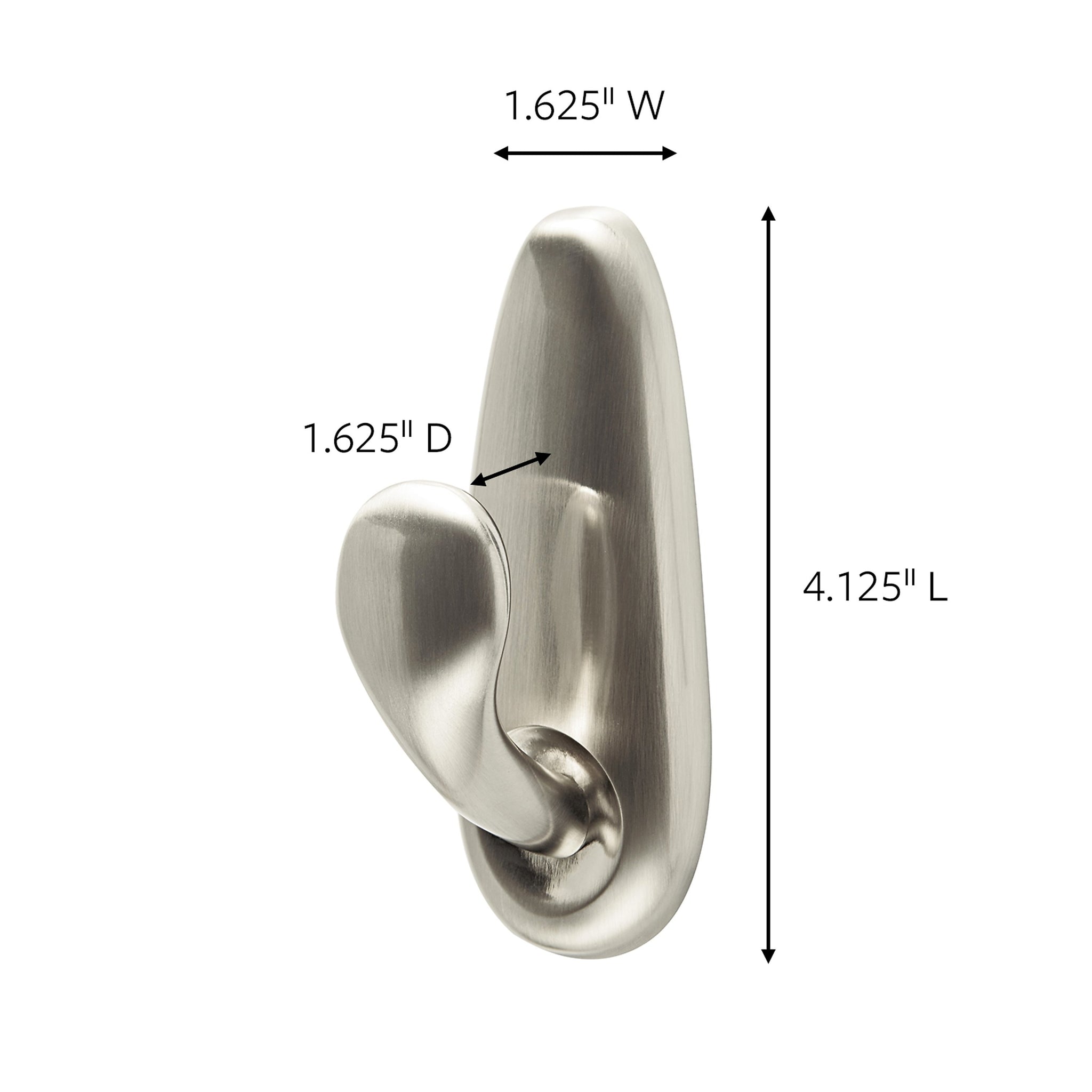 Command™ Large Forever Classic Metal Hook, Brushed Nickel, 2 Hooks, 4 Strips/Pack