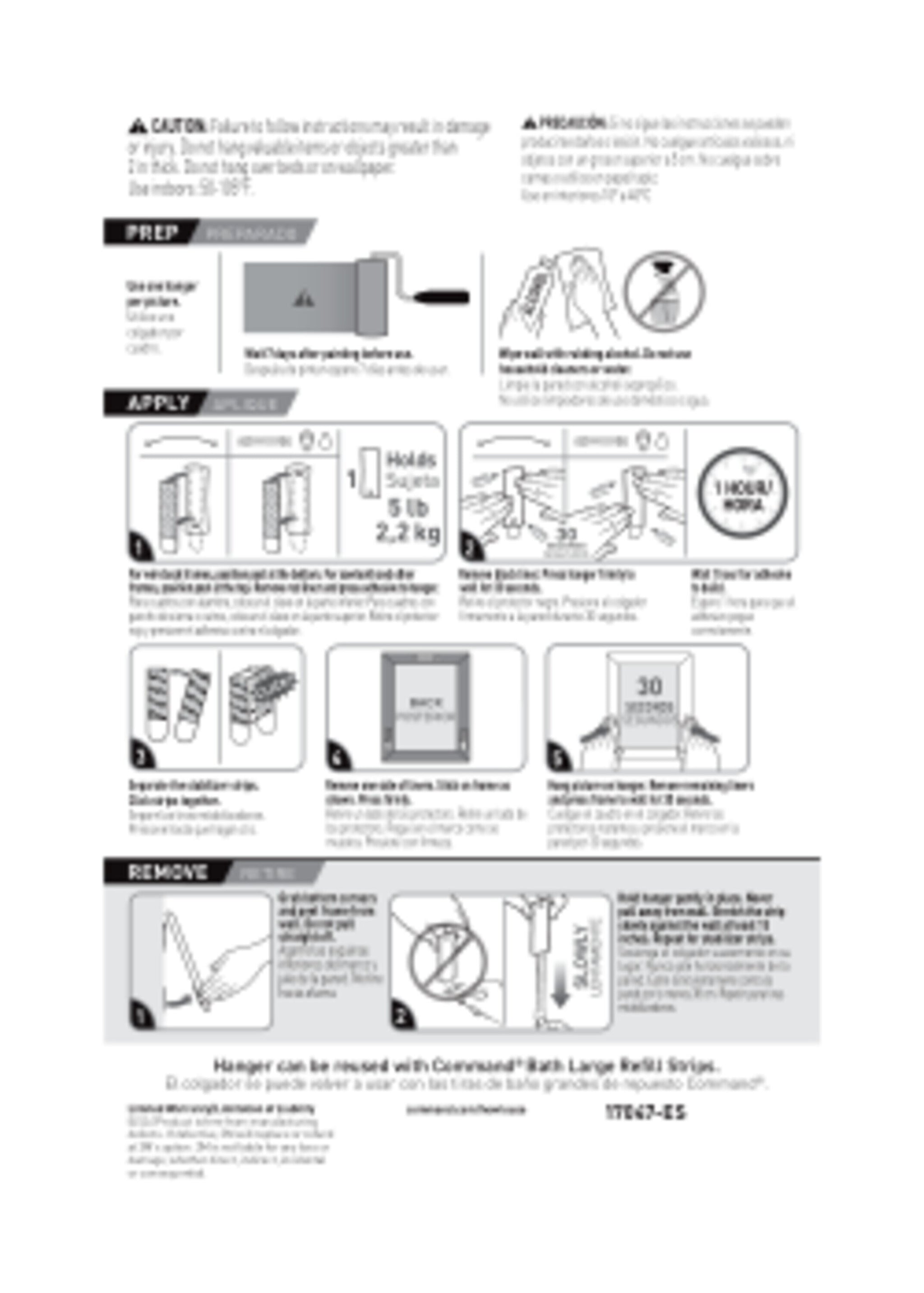 Command Large Hanger w/ Stabilizer Strips, 5 lb., Silver