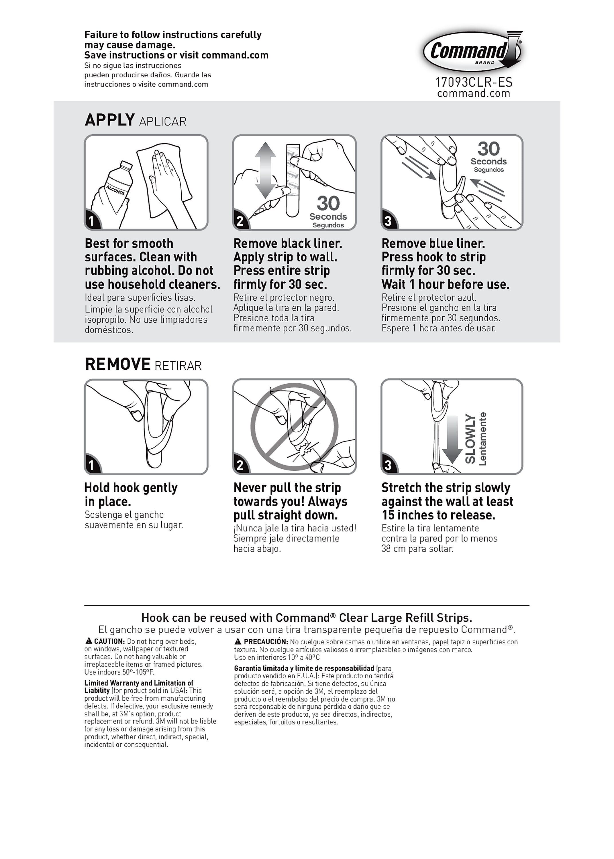 Command Large Hook, 4 lb., Clear