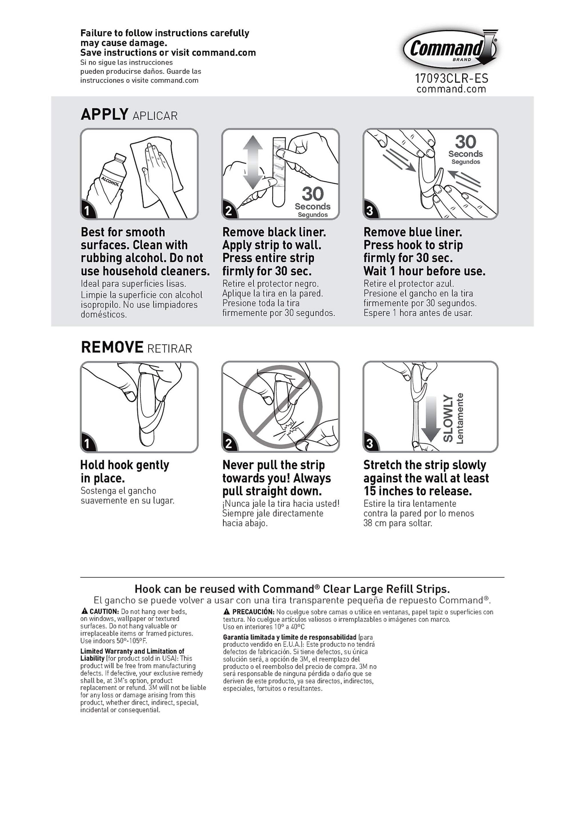 Command Large Hook, 4 lb., Clear