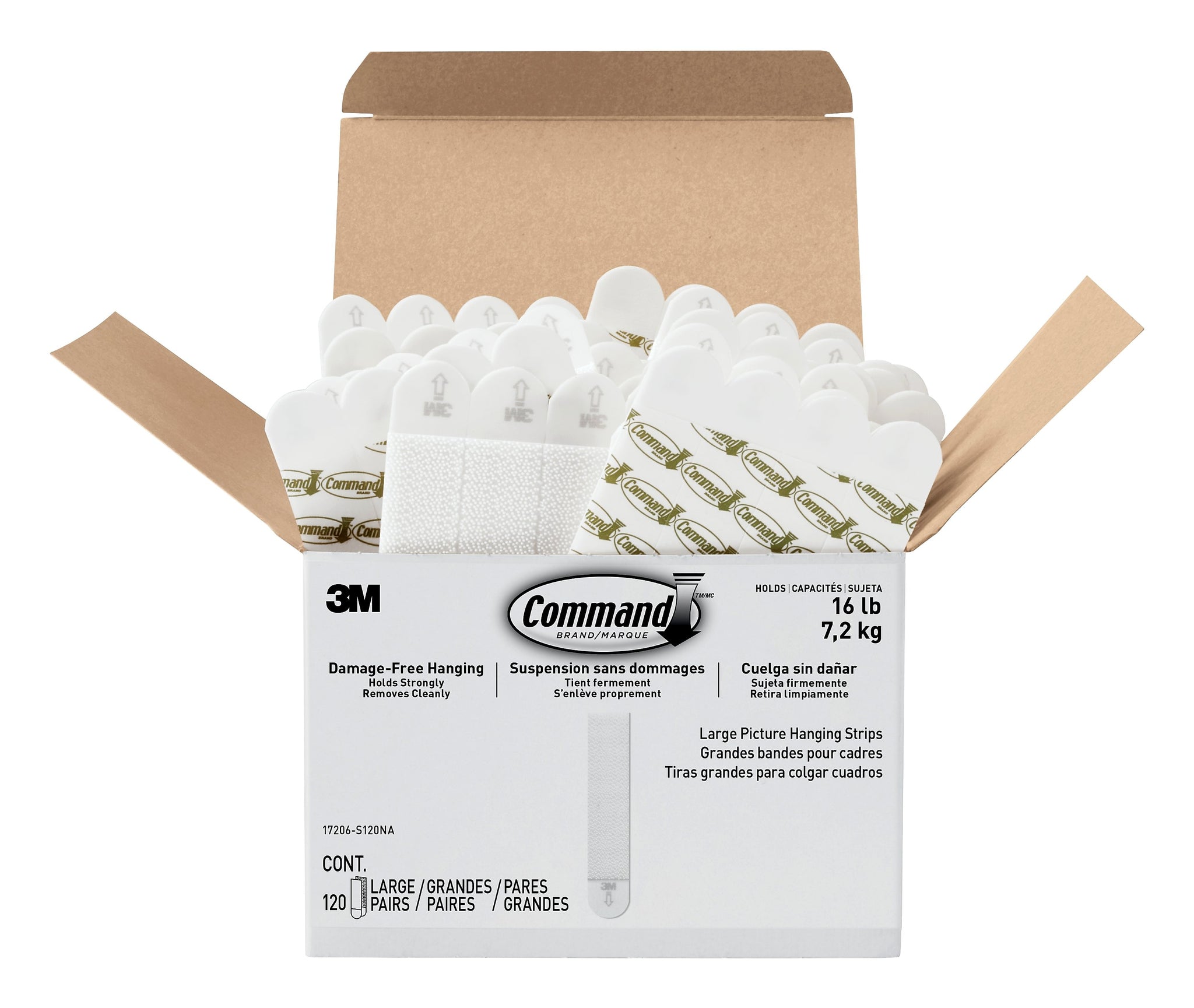 Command™ Large Picture Hanging Strips, White, 120 Sets